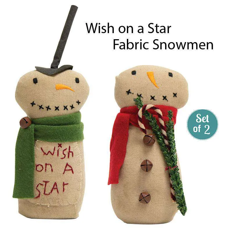 2/Set, Wish on a Star Fabric Snowmen