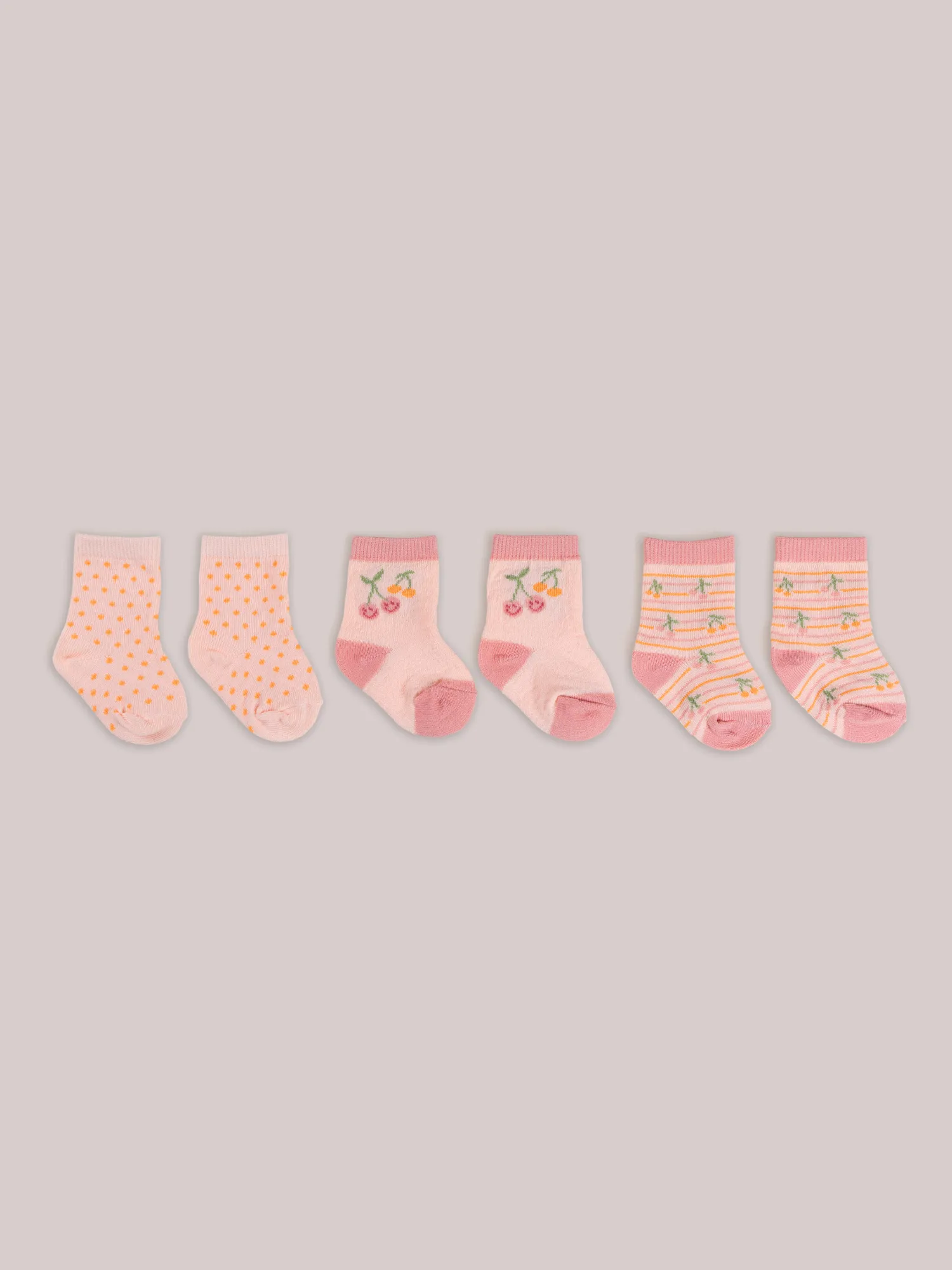 3-Pack Soft Durable Baby Socks Set - Cherry Cute by Doodle By Meg