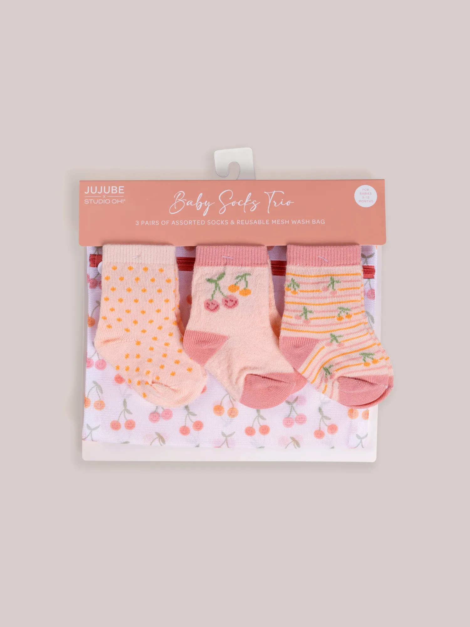 3-Pack Soft Durable Baby Socks Set - Cherry Cute by Doodle By Meg