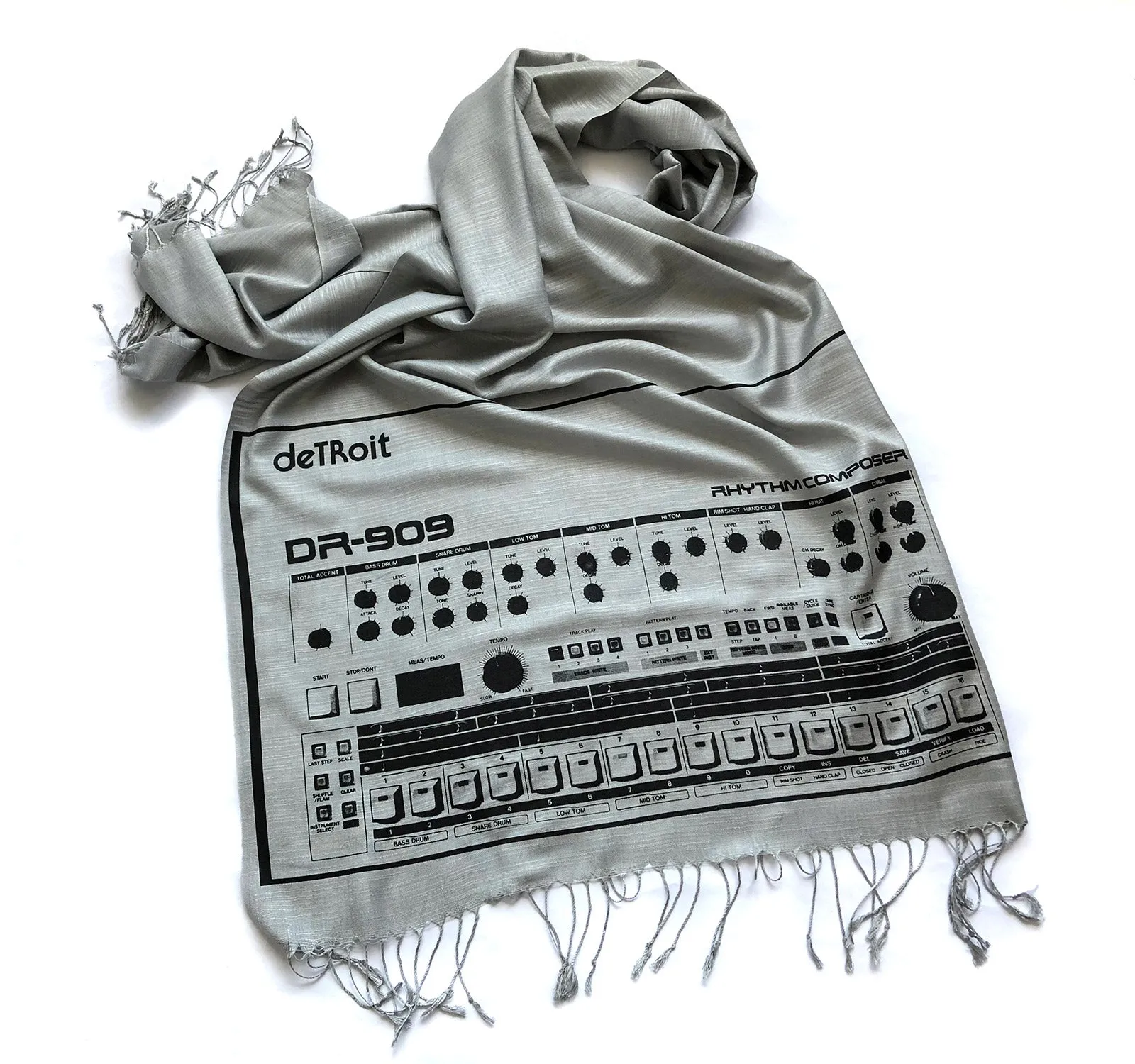 909 Drum Sequencer Scarf, Detroit DR-909 Linen-Weave Pashmina