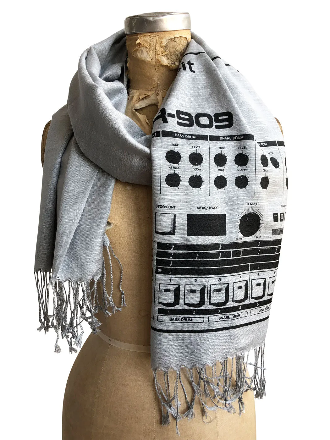 909 Drum Sequencer Scarf, Detroit DR-909 Linen-Weave Pashmina