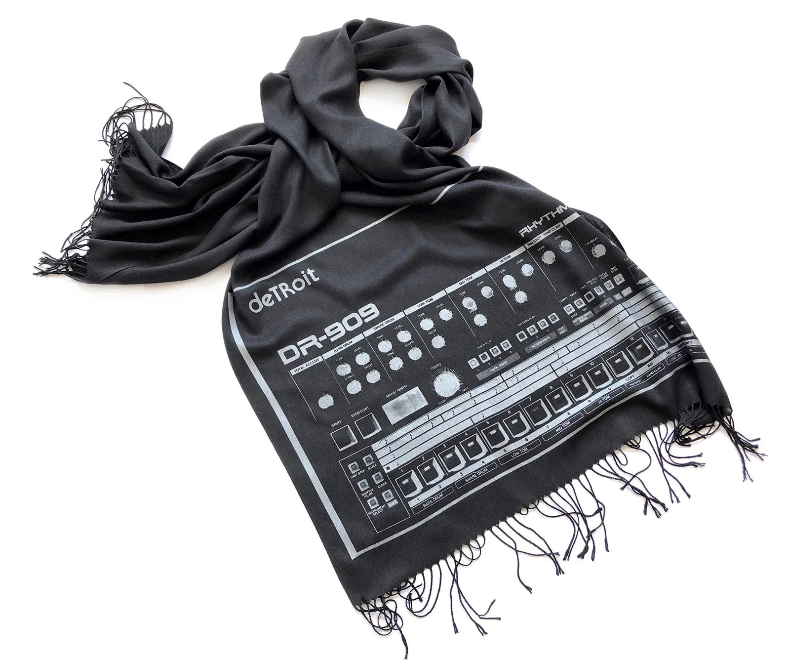 909 Drum Sequencer Scarf, Detroit DR-909 Linen-Weave Pashmina