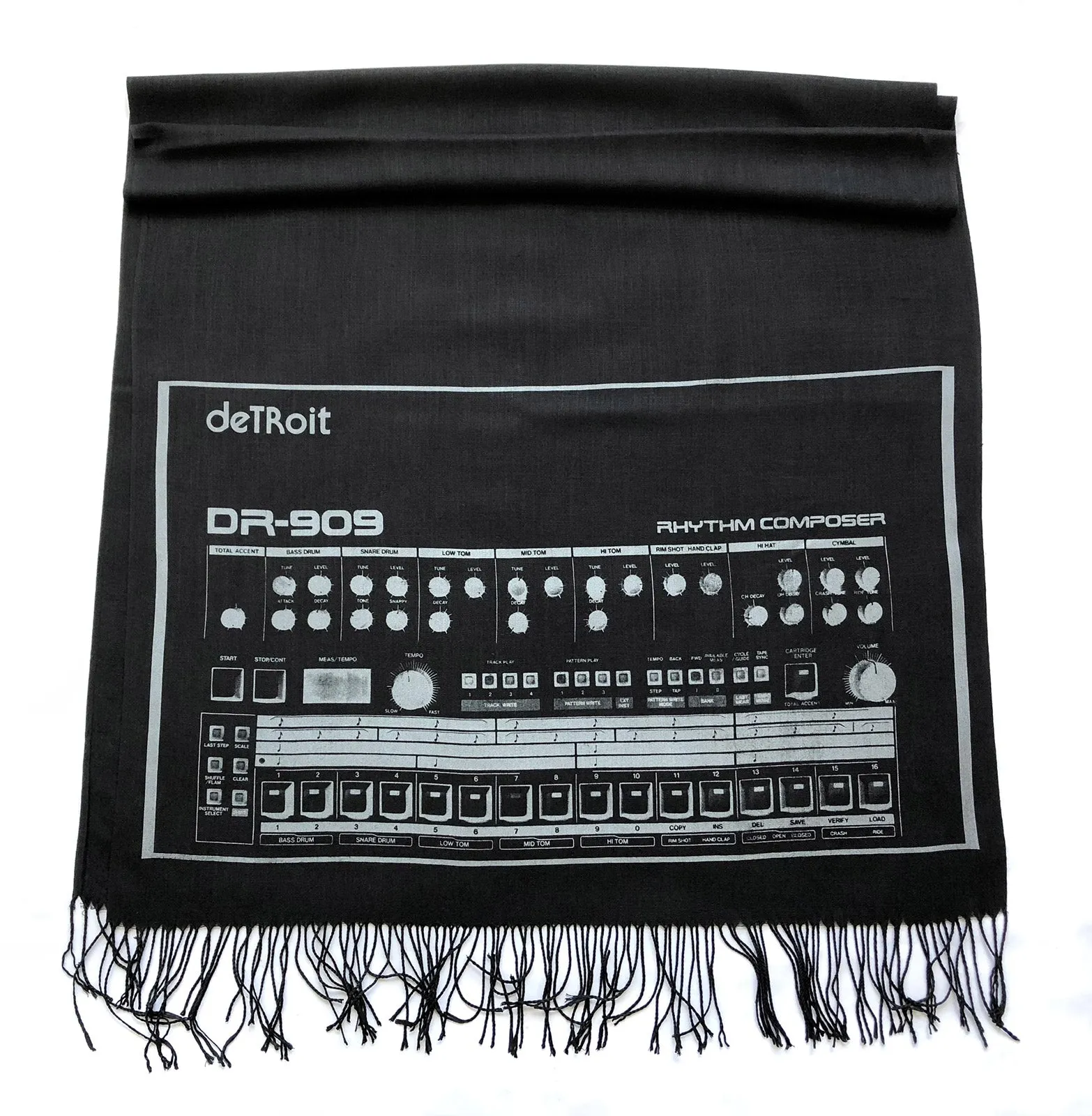 909 Drum Sequencer Scarf, Detroit DR-909 Linen-Weave Pashmina