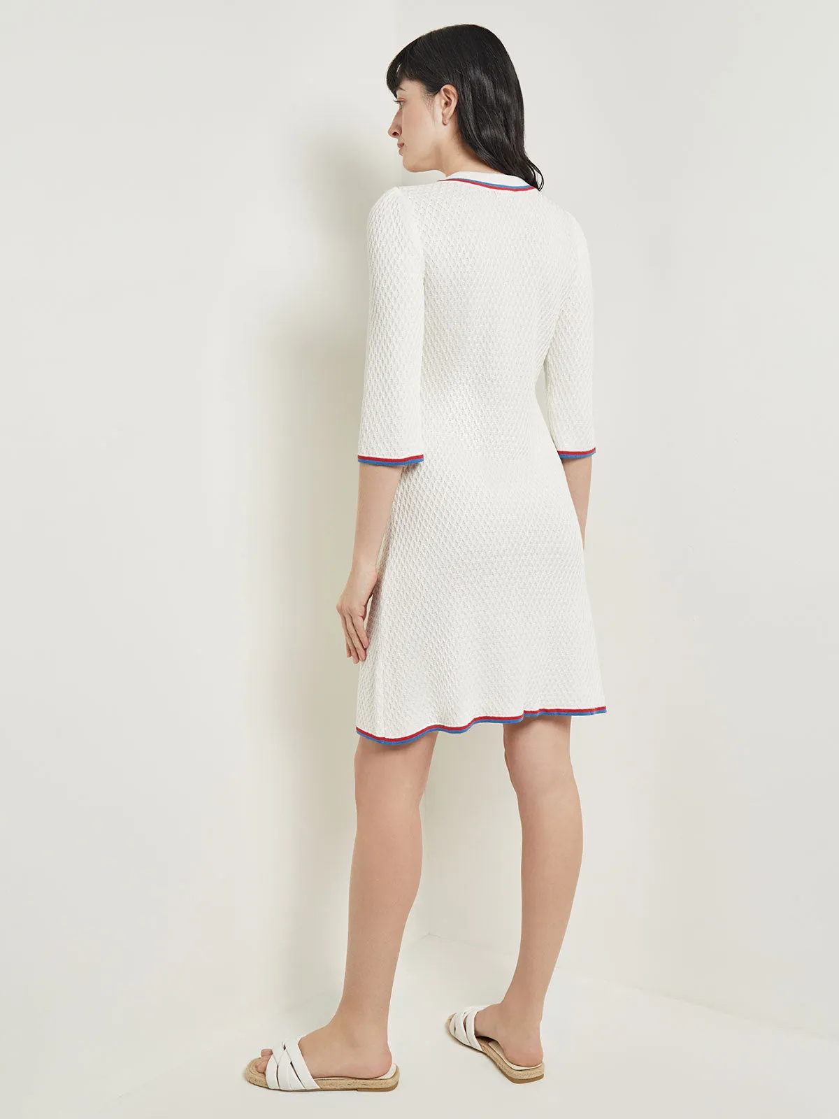 Above the Knee Sheath Dress - Intarsia Soft Knit