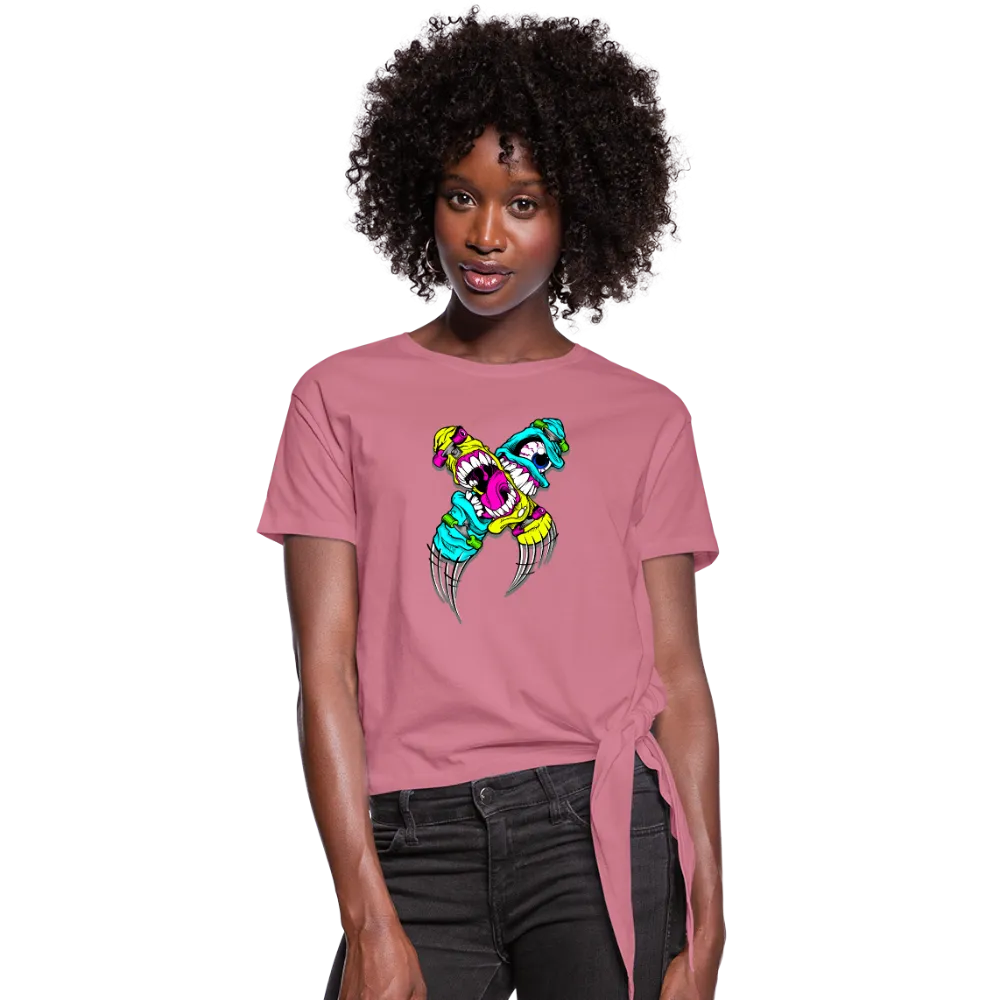 Abstract Monsters Women's Knotted T-Shirt