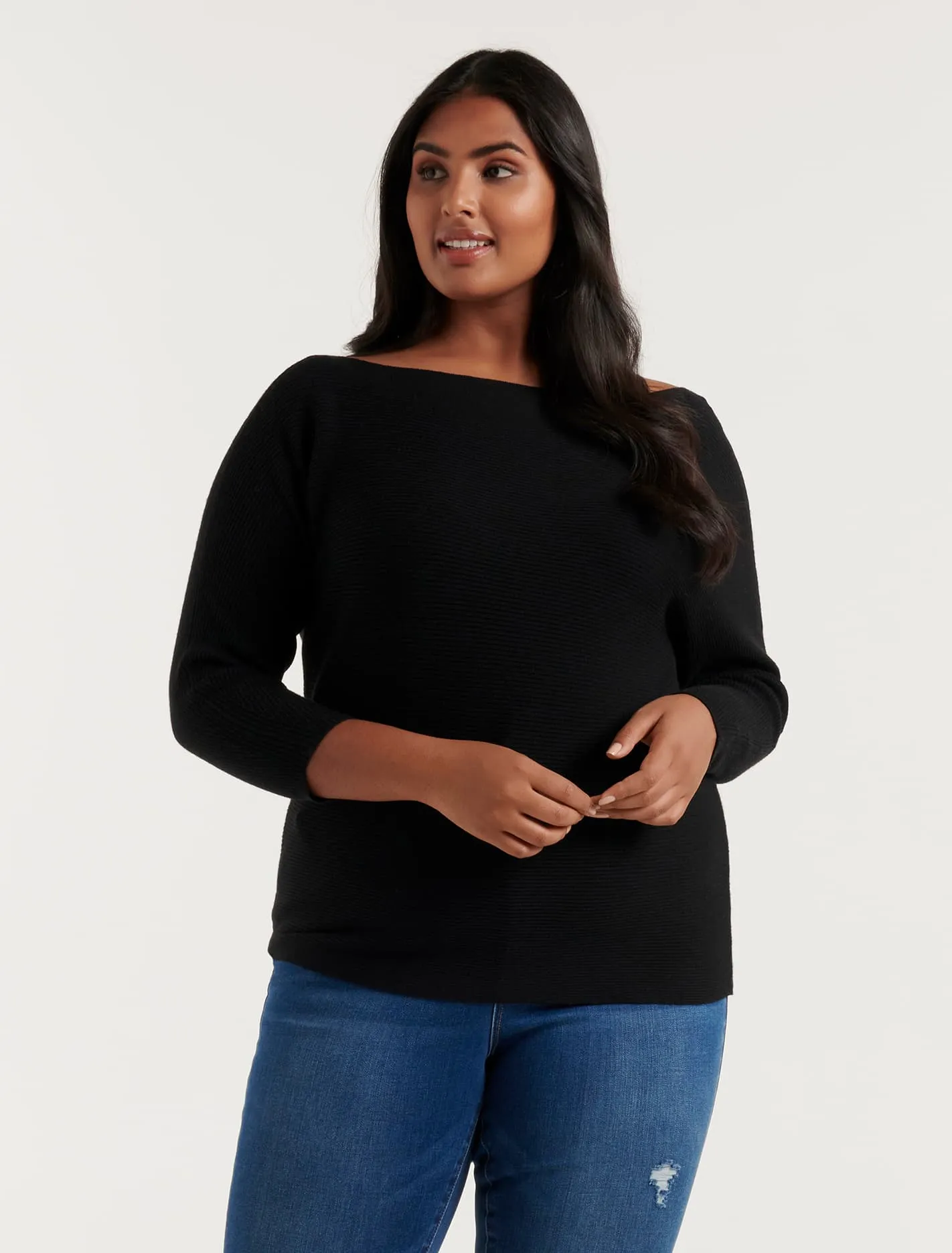 Ali Curve Tipped Shoulder Knit