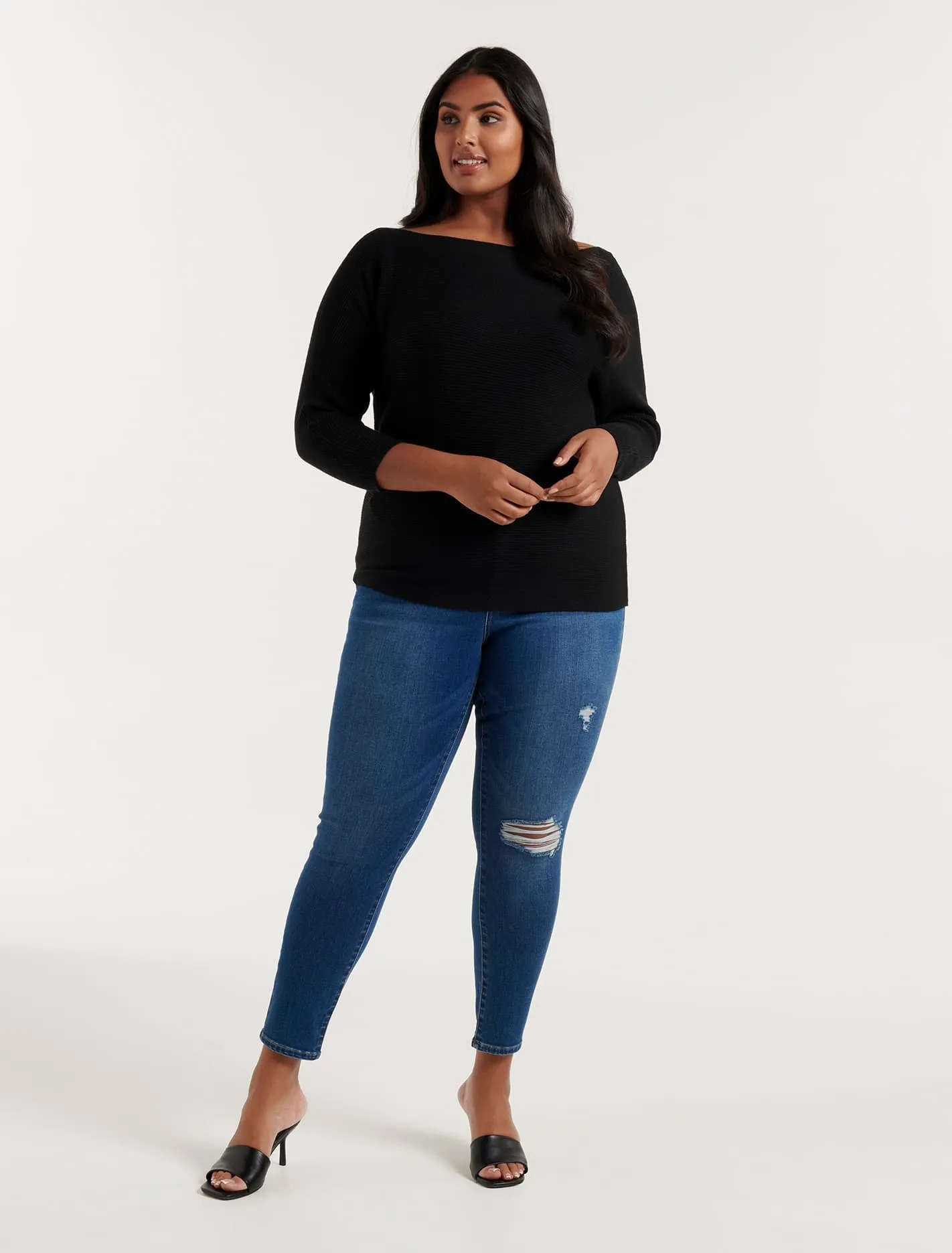 Ali Curve Tipped Shoulder Knit