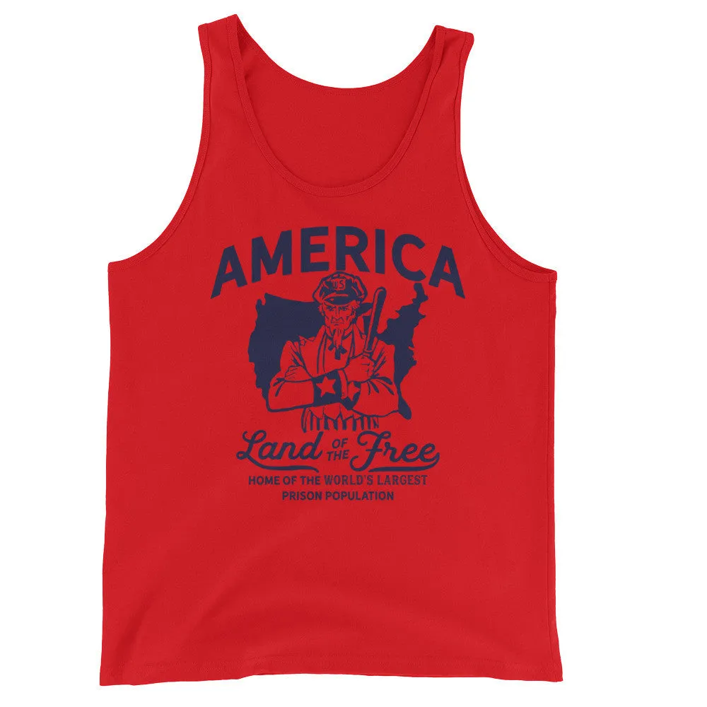 America Land of the Free Home of the World's Largest Prison Population Tank Top