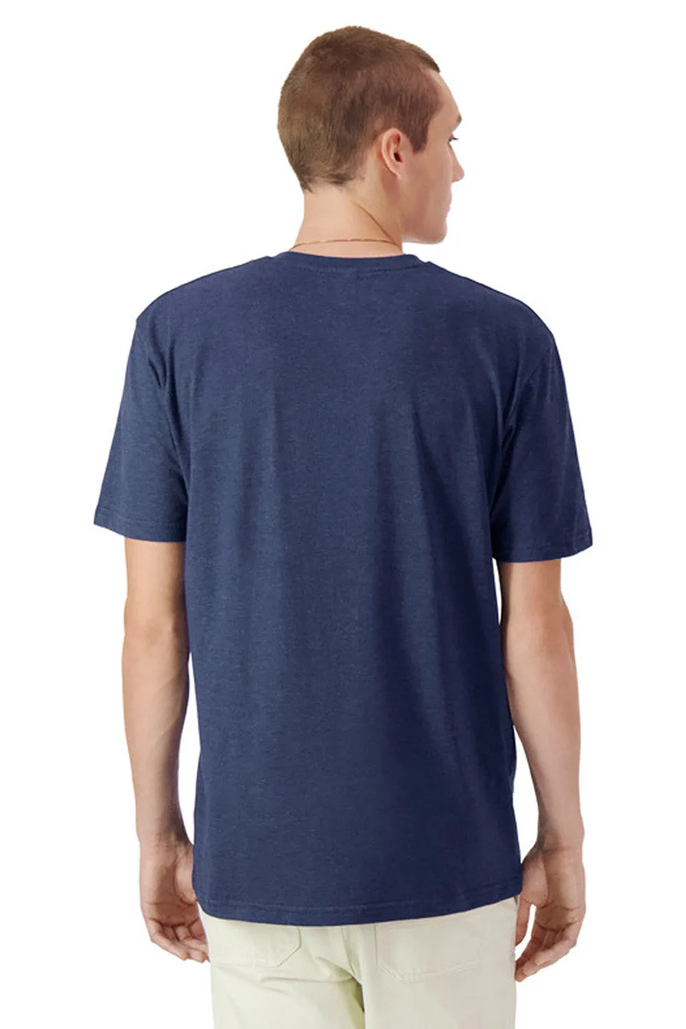 American Apparel Mens CVC Short Sleeve Henley T-Shirt - Heather Indigo