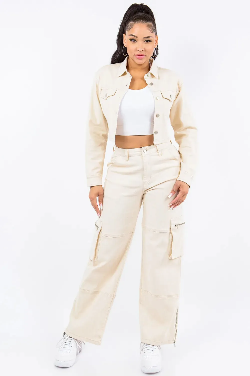 American Bazi Laced Back Cropped Jacket