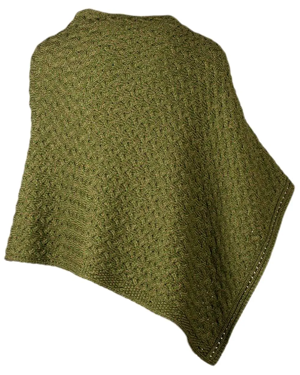 Aran Merino Wool Knit Button Poncho