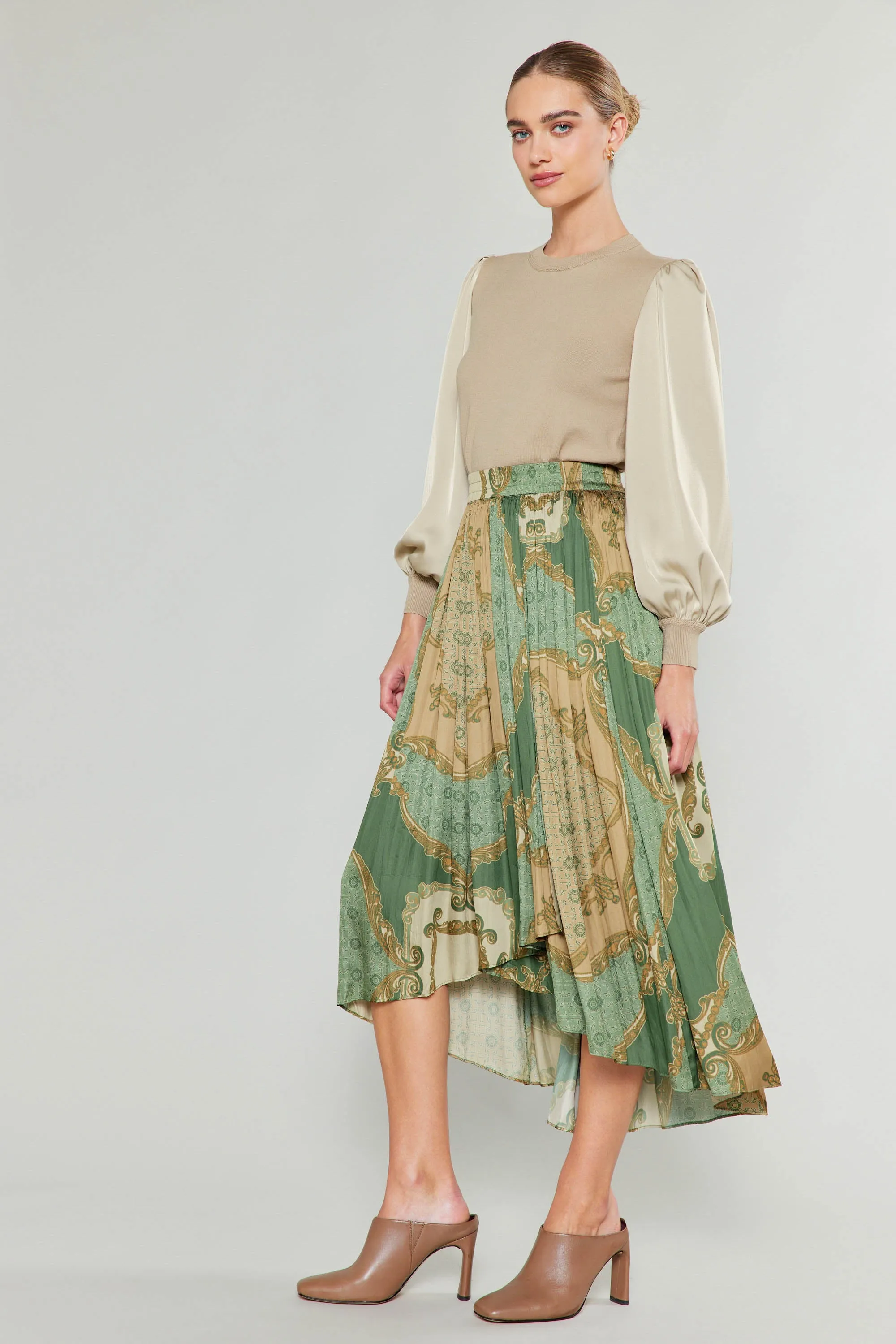 Asymmetrical Vintage Print Skirt