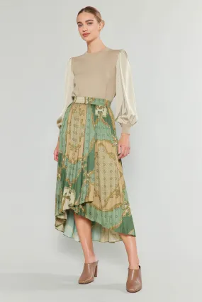 Asymmetrical Vintage Print Skirt