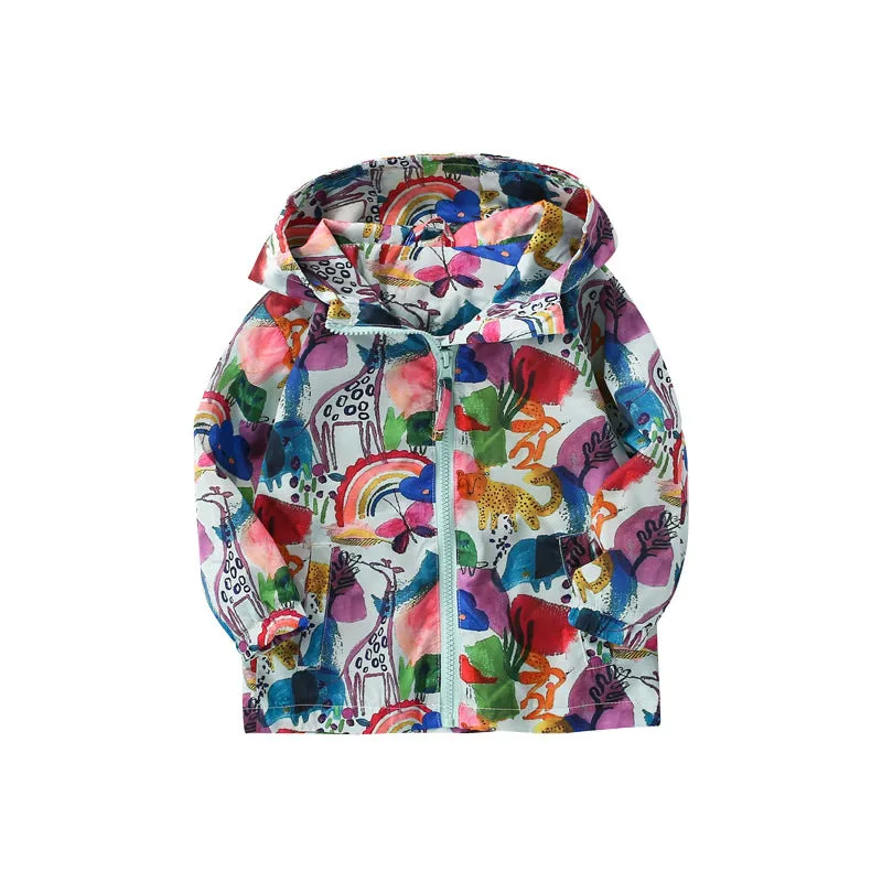 Baby Girl Print Pattern Zipper Quilted Jacket Windbreaker by MyKids-USA™