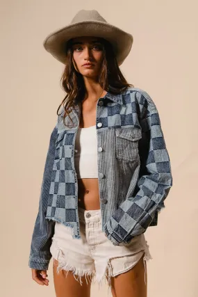 BiBi Corduroy and Checker Denim Mix n Match Jacket