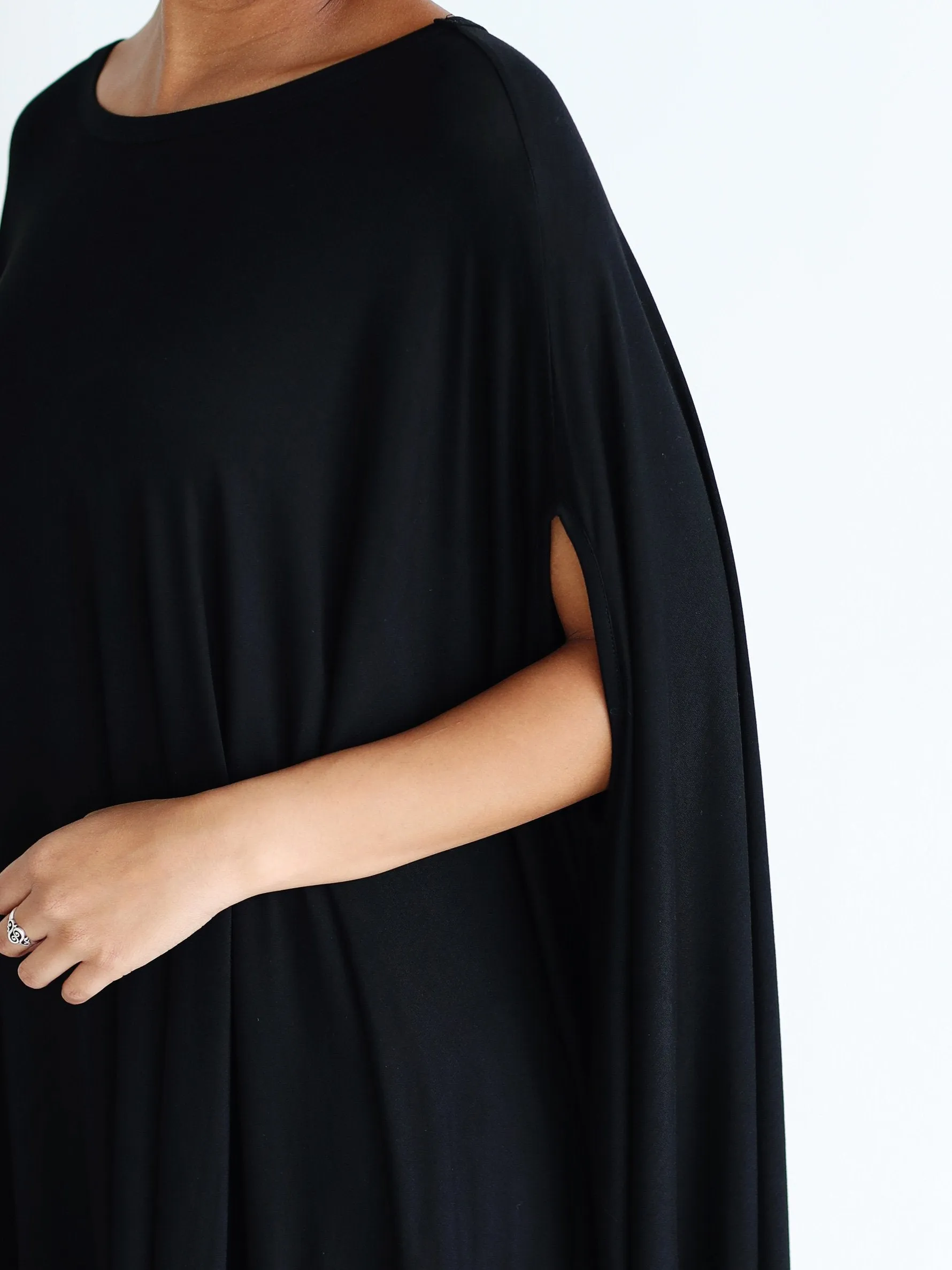 Black DLMN Handkerchief Poncho Top