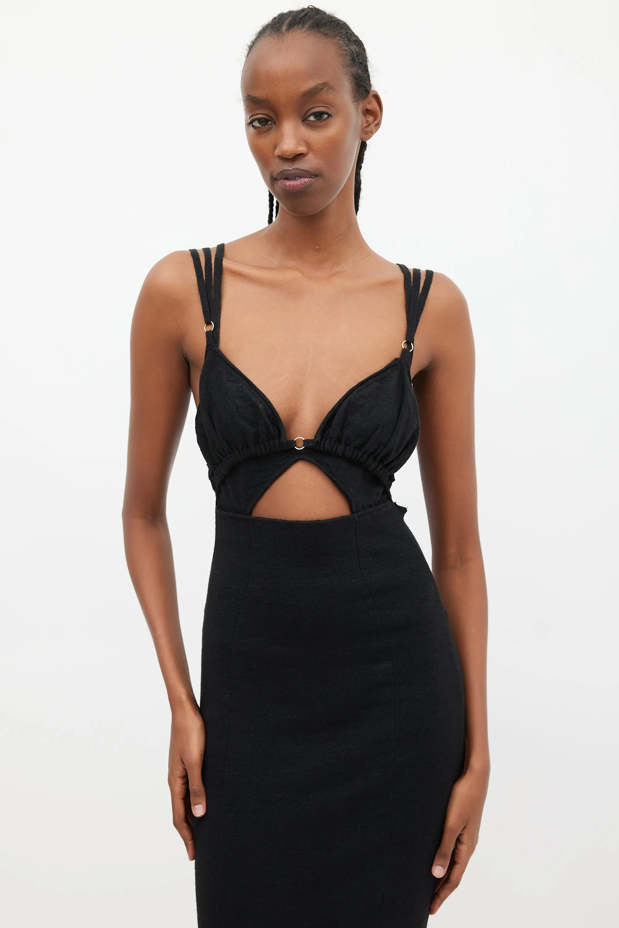 Black Knit La Robe Pila Cutout Dress