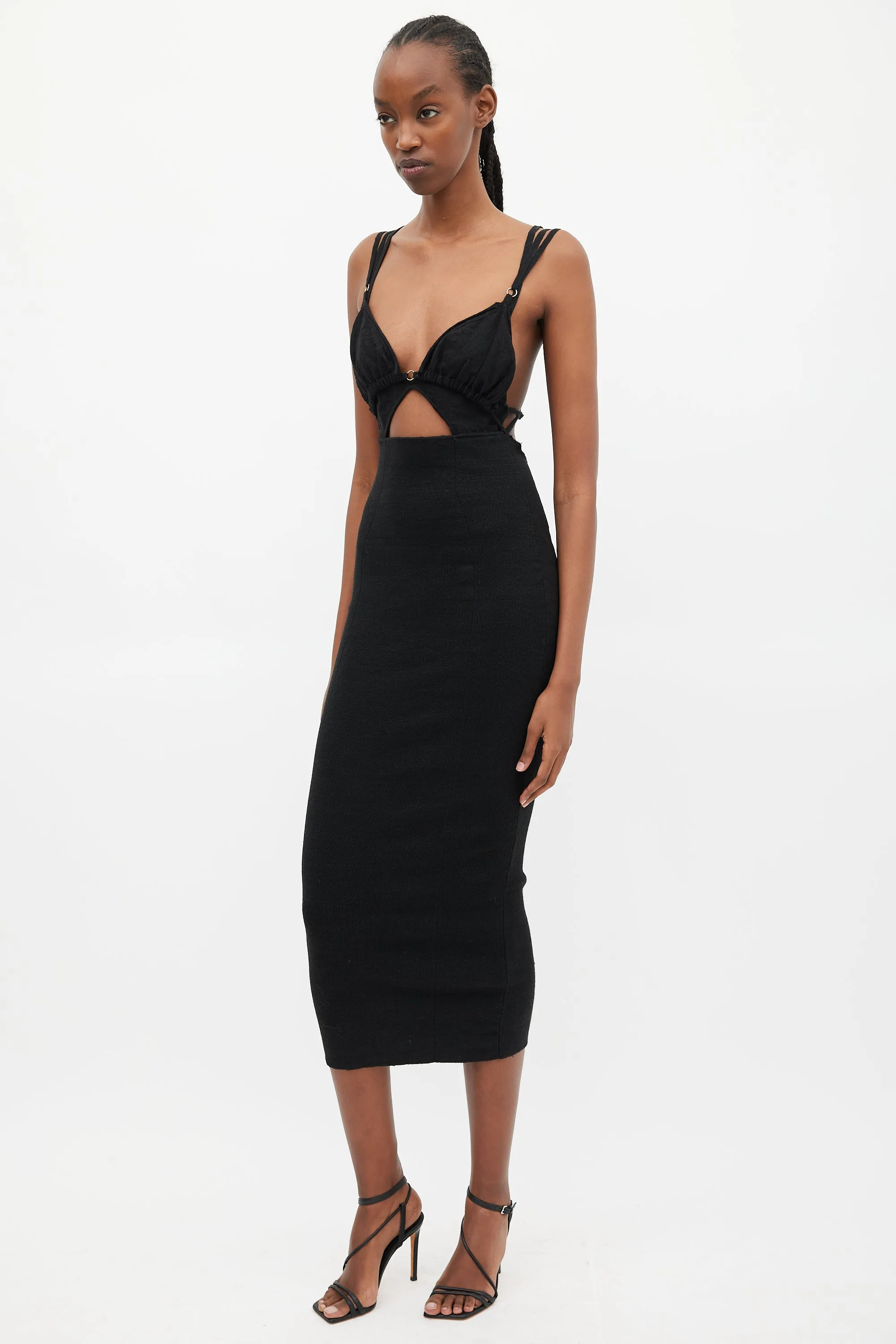 Black Knit La Robe Pila Cutout Dress