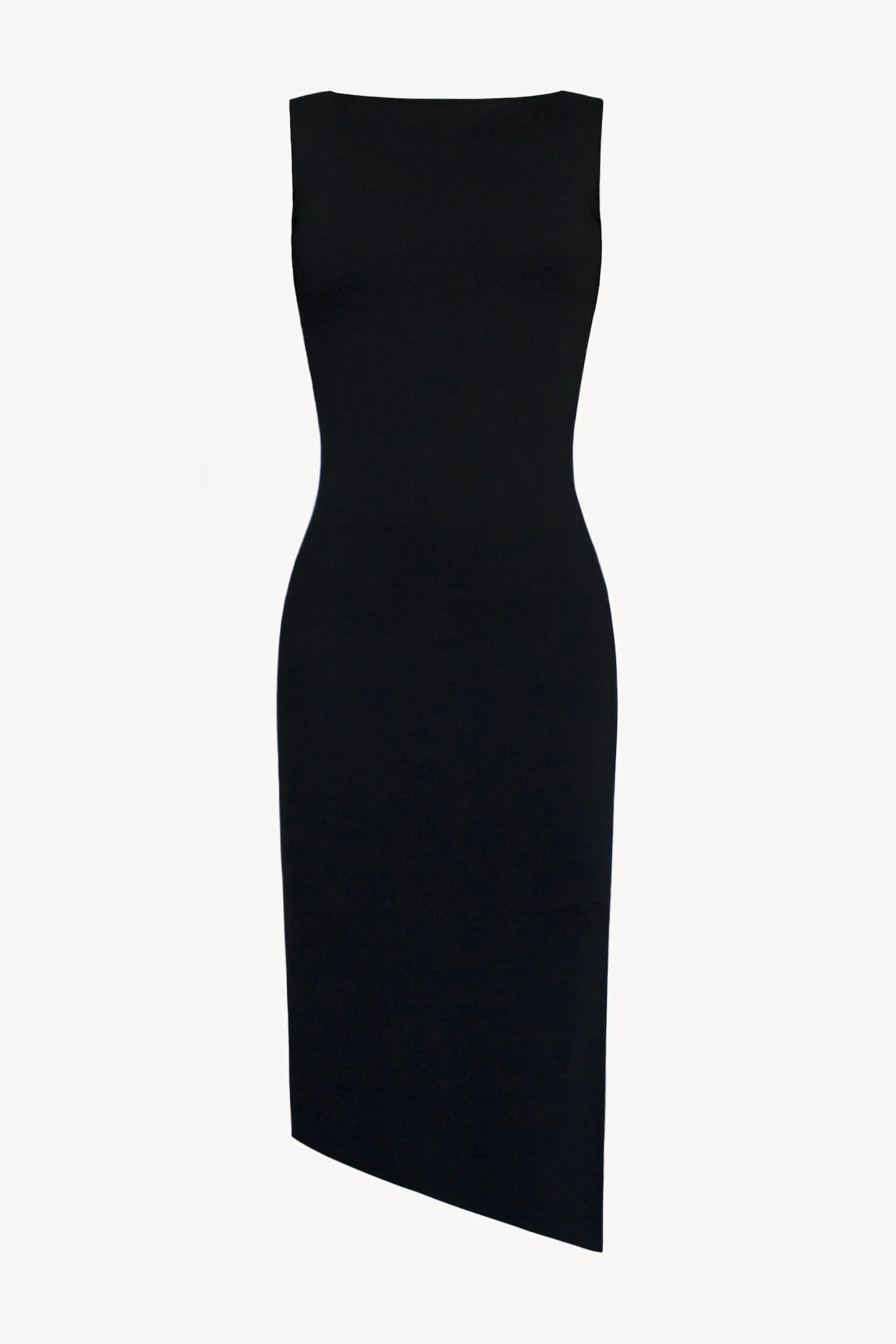 Black Merino Wool Midi Bodycon Dress -- Sleeveless