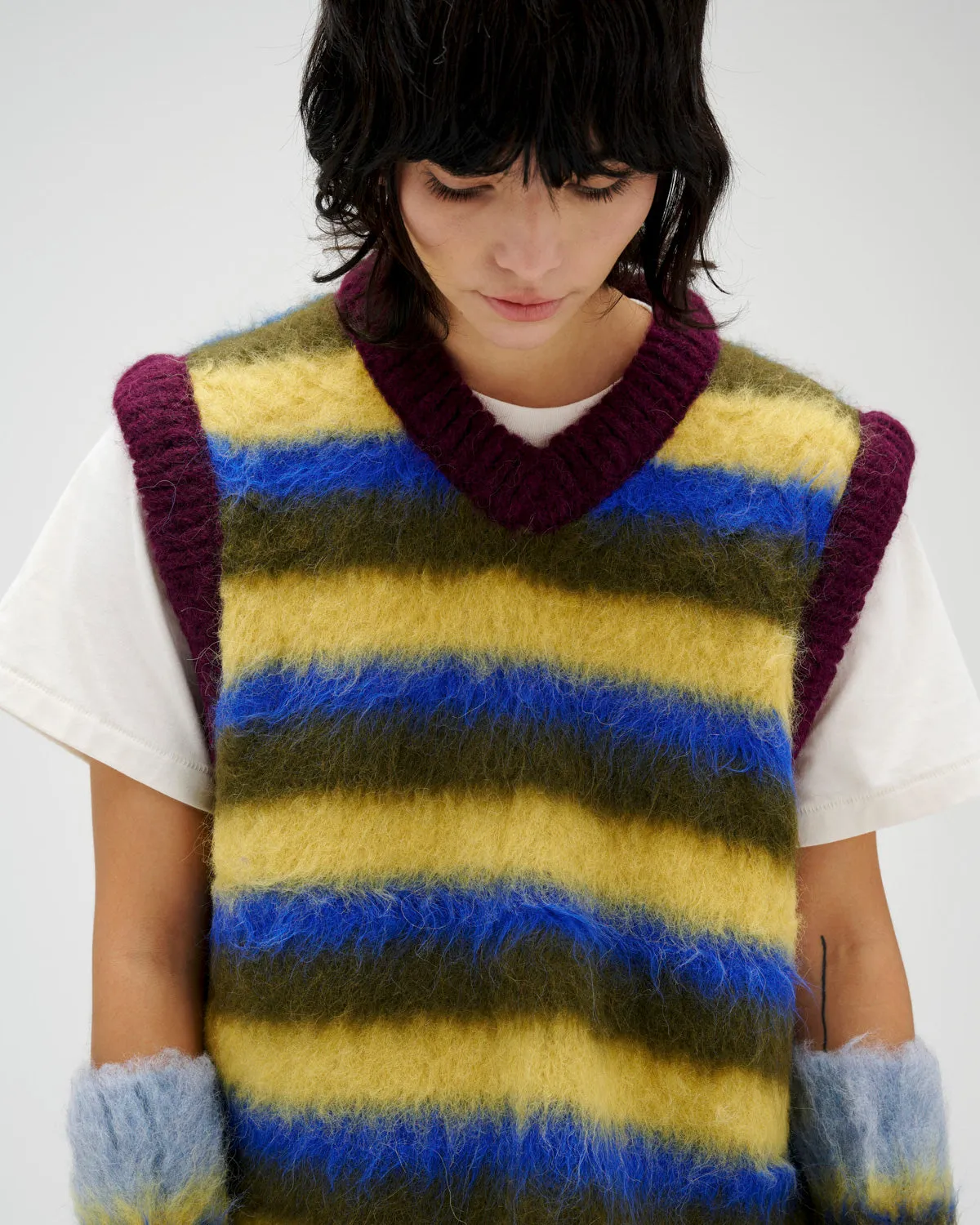 Blurry Lines Alpaca Sweater Vest - Yellow Multi