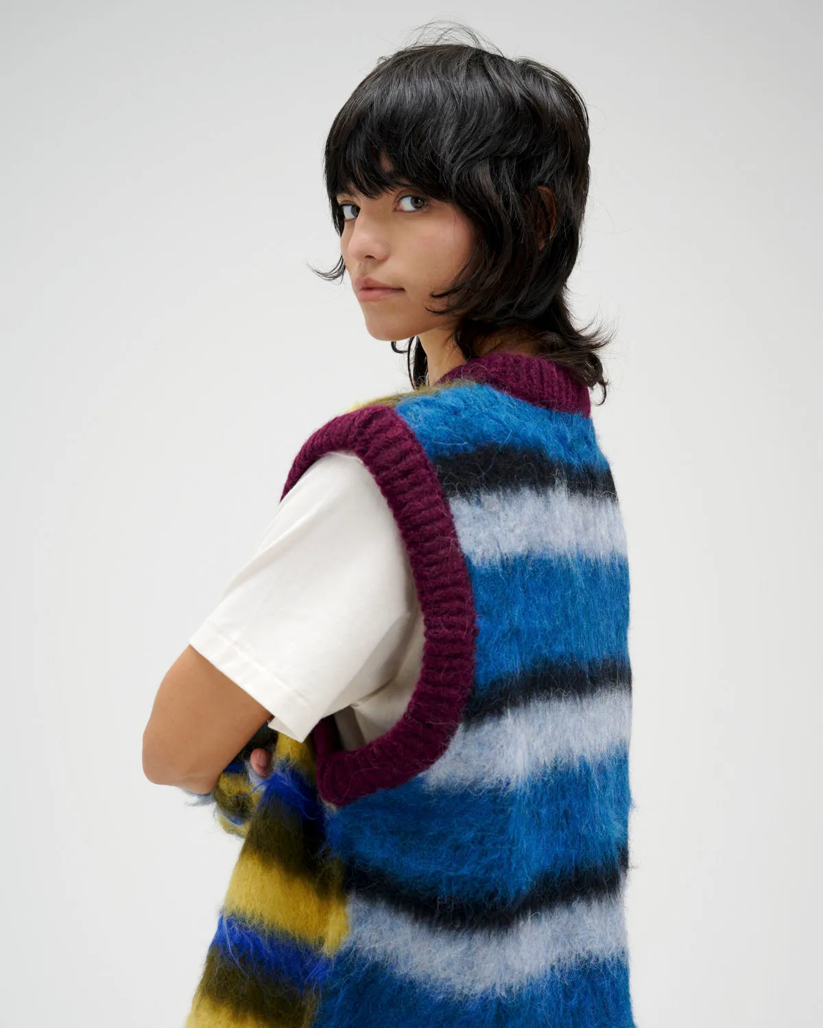 Blurry Lines Alpaca Sweater Vest - Yellow Multi