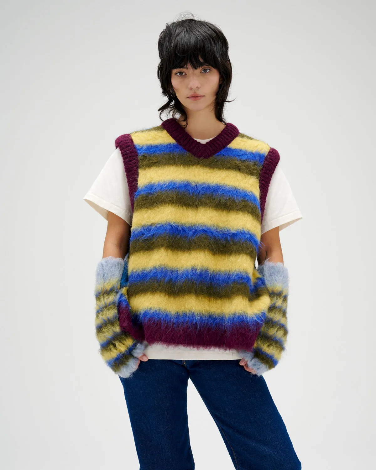 Blurry Lines Alpaca Sweater Vest - Yellow Multi