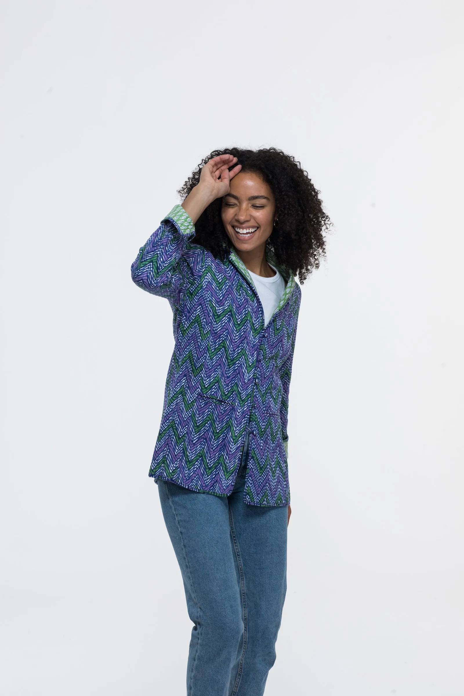 Bolavi Reversible Jacket Hand Block Printed Pure Cotton