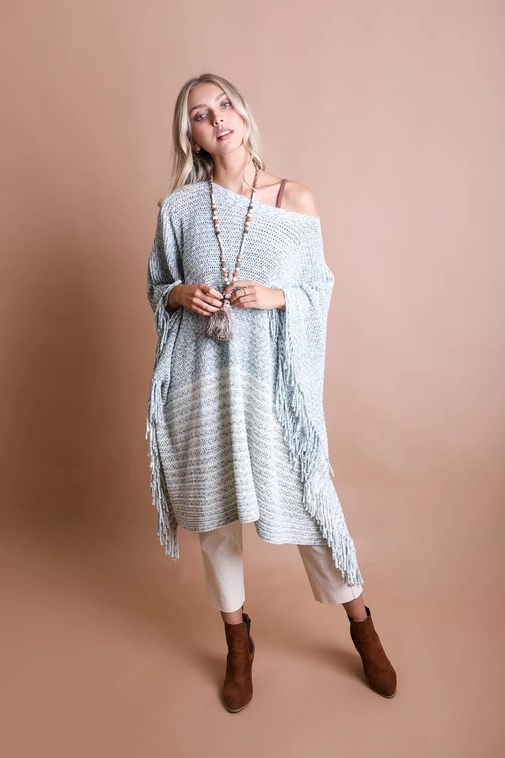 Boucle Knit Poncho