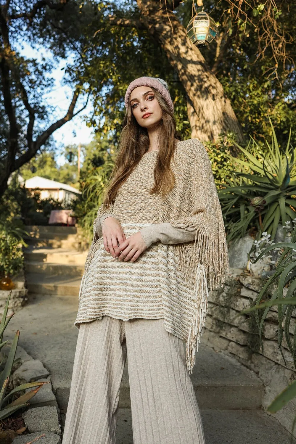 Boucle Knit Poncho