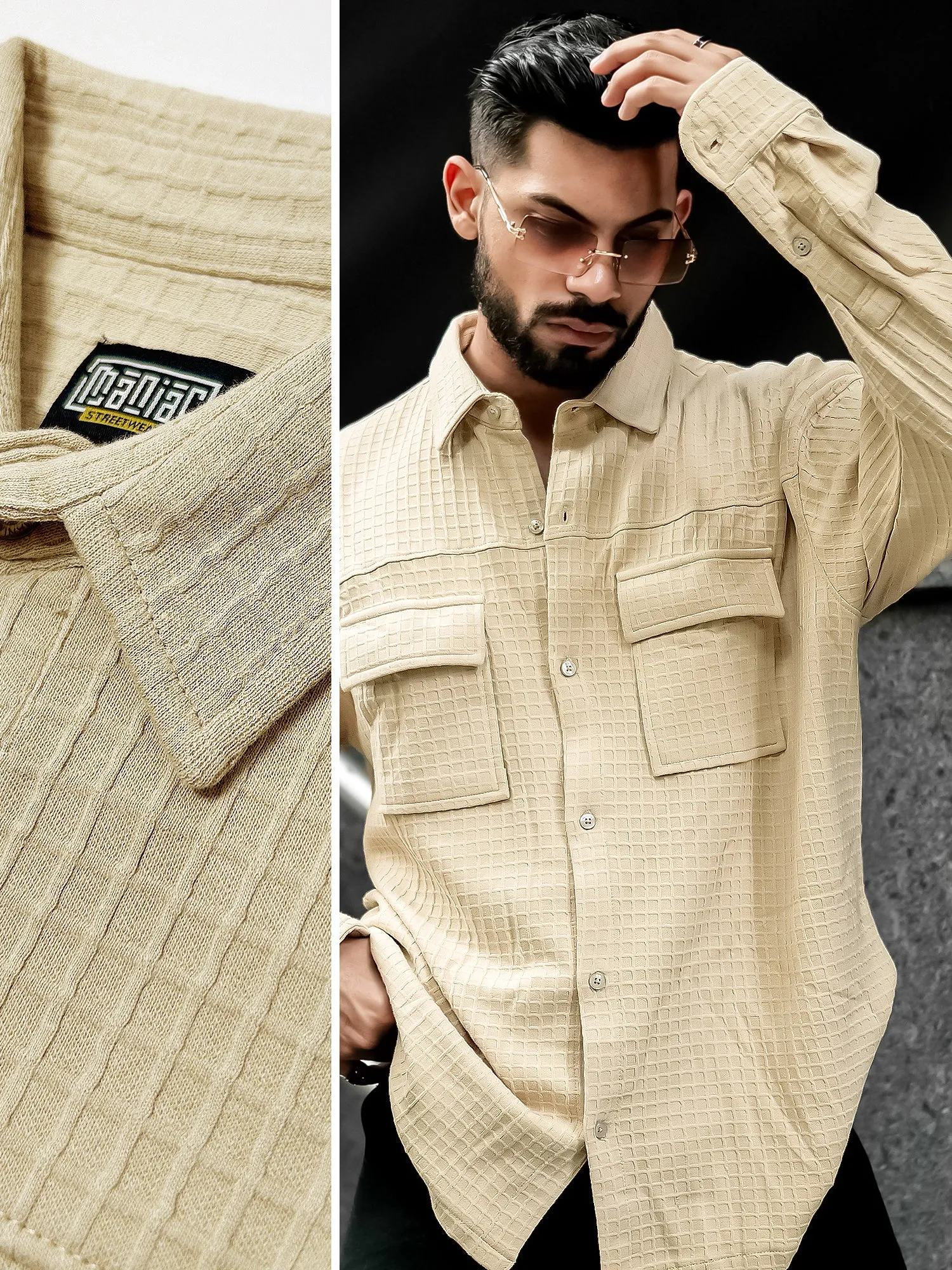 Box Grid Beige Shirt