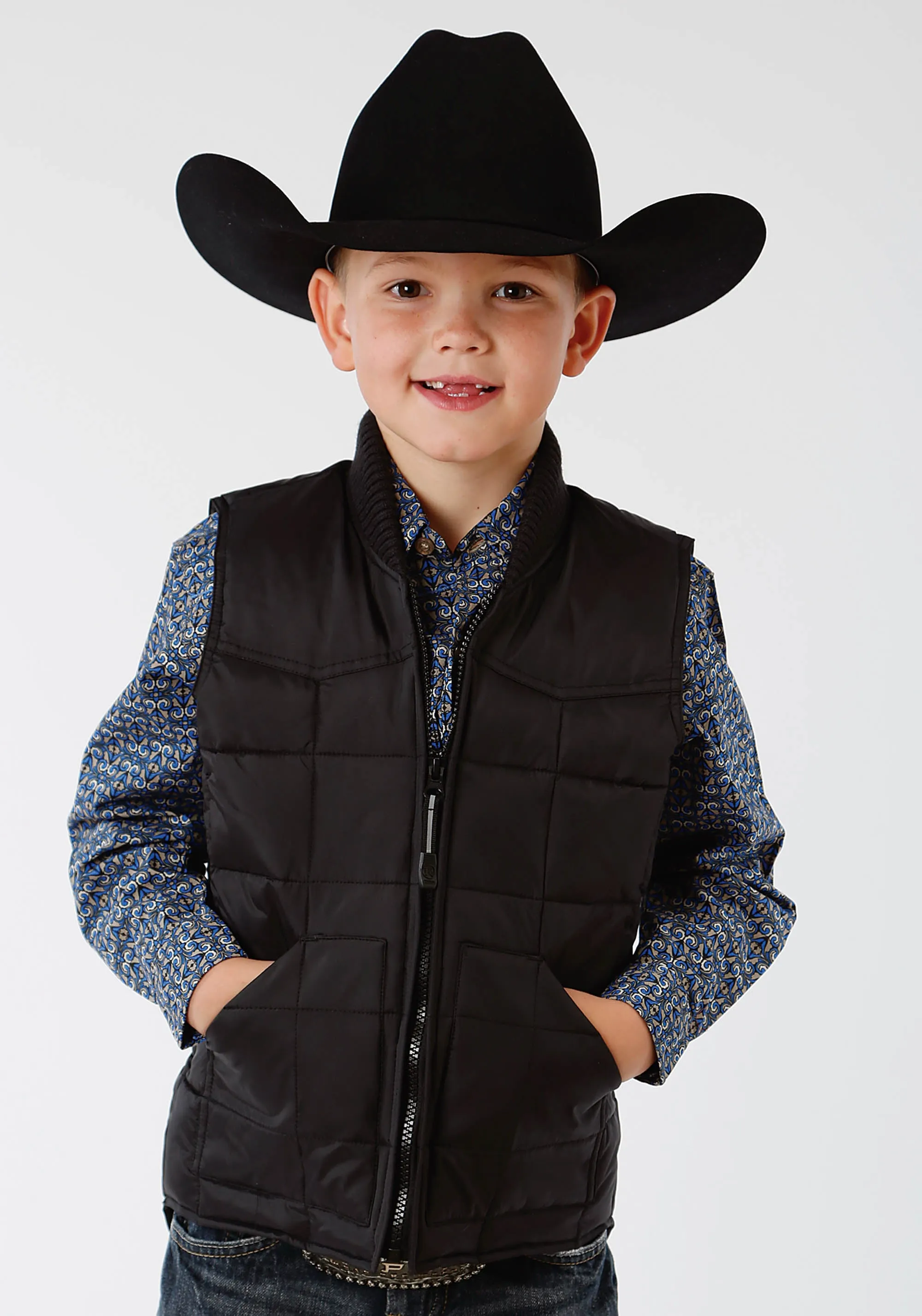 BOYS BLACK POLY-FILLED VEST