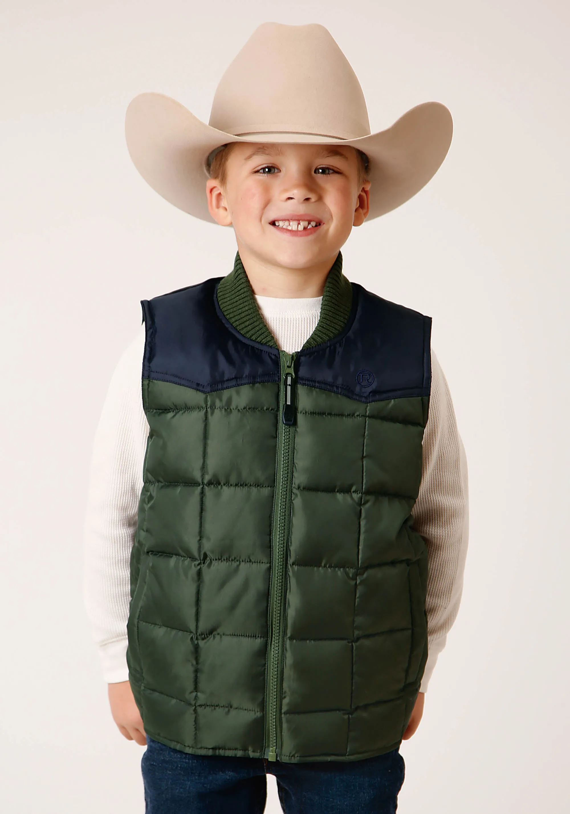 BOYS  QUILTED POLYFILLED VEST POLY FILLED WESTERN VEST