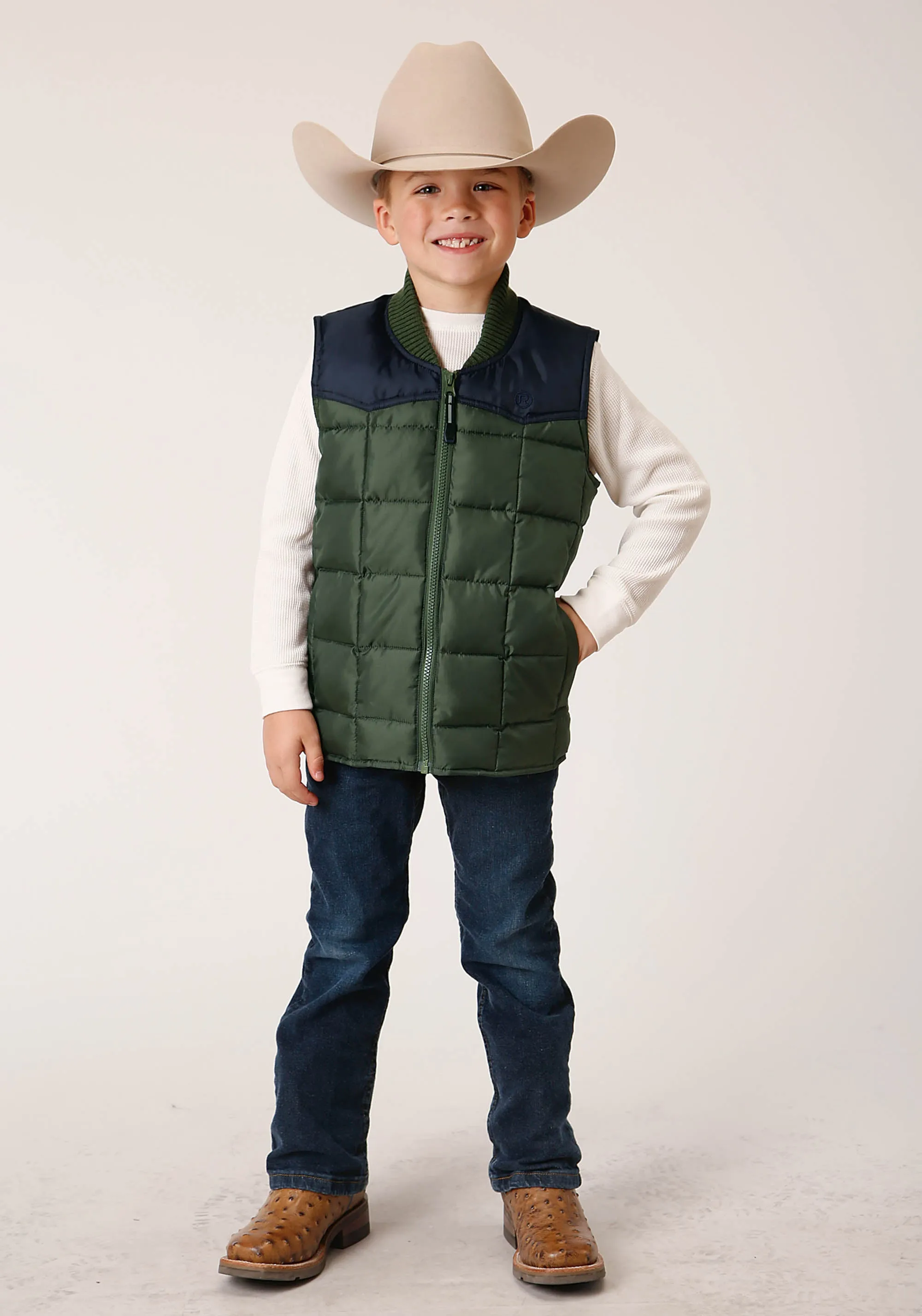 BOYS  QUILTED POLYFILLED VEST POLY FILLED WESTERN VEST