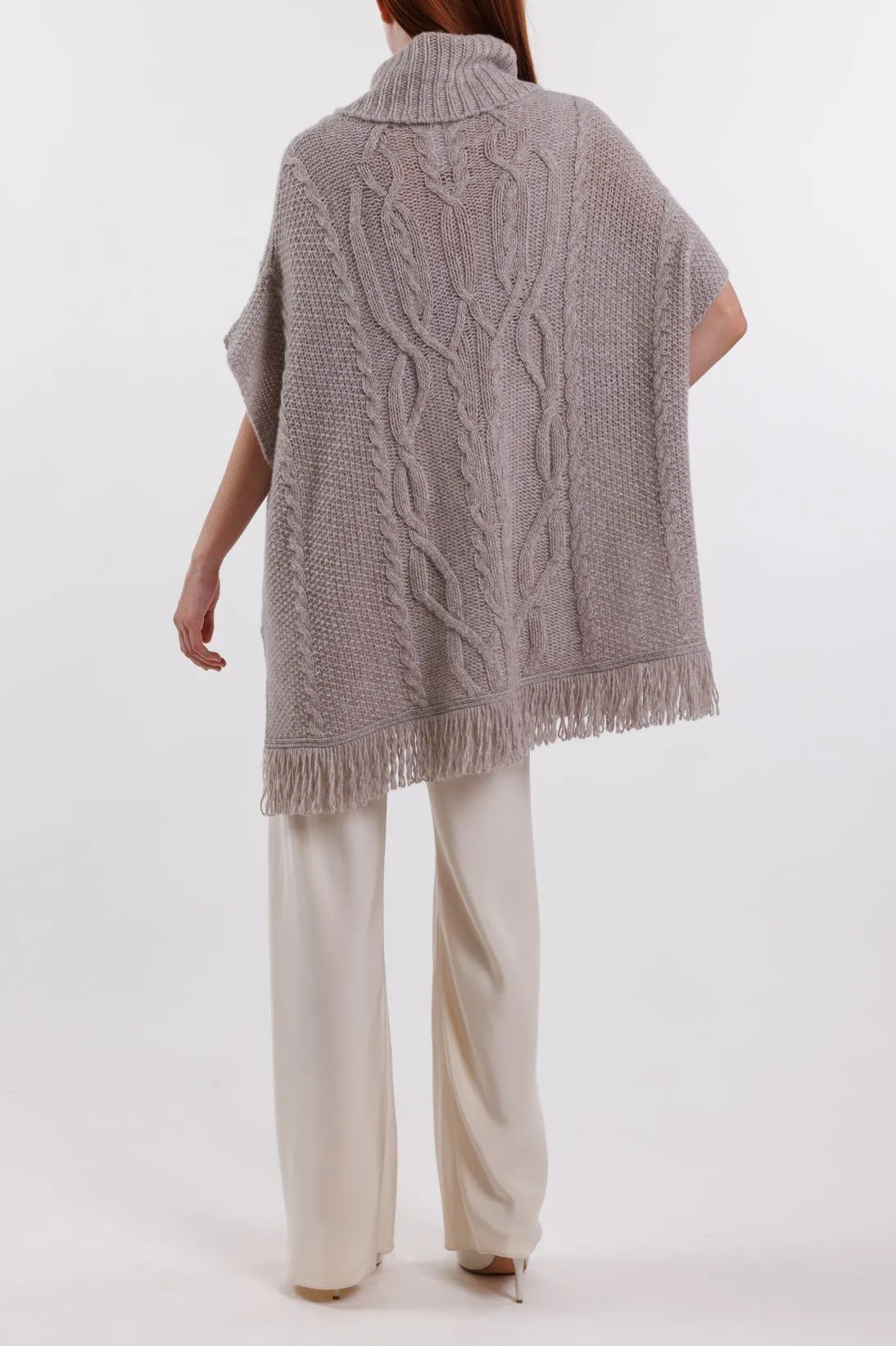 CABLE FRINGE PONCHO