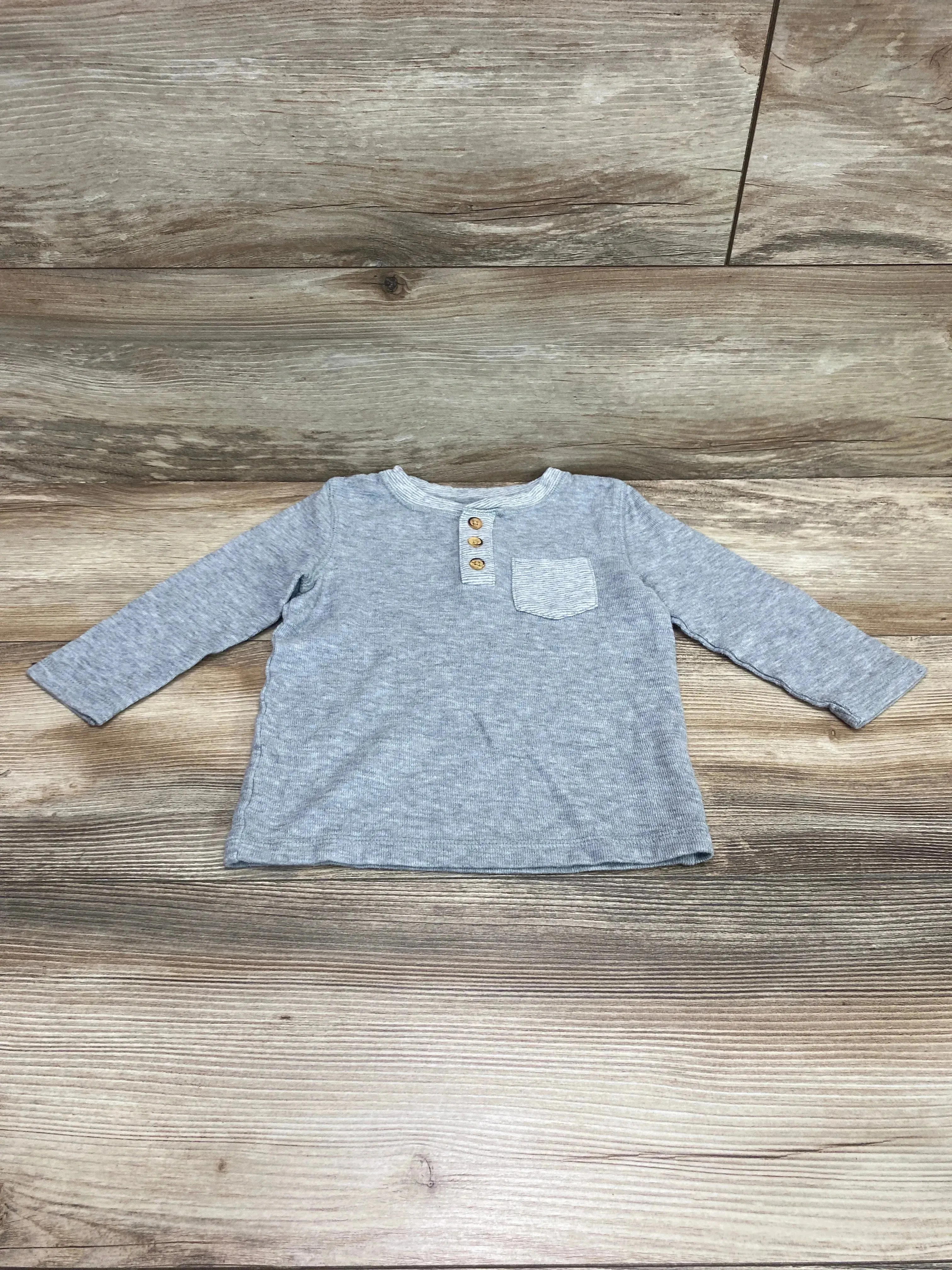 Cat & Jack Henley Pocket Shirt Grey sz 18m