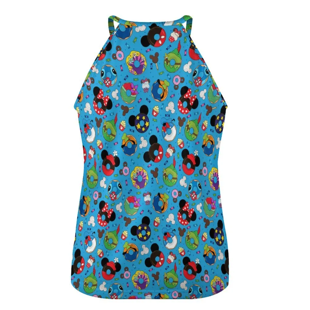 Character Donuts Women's Round-Neck Vest Tank Top