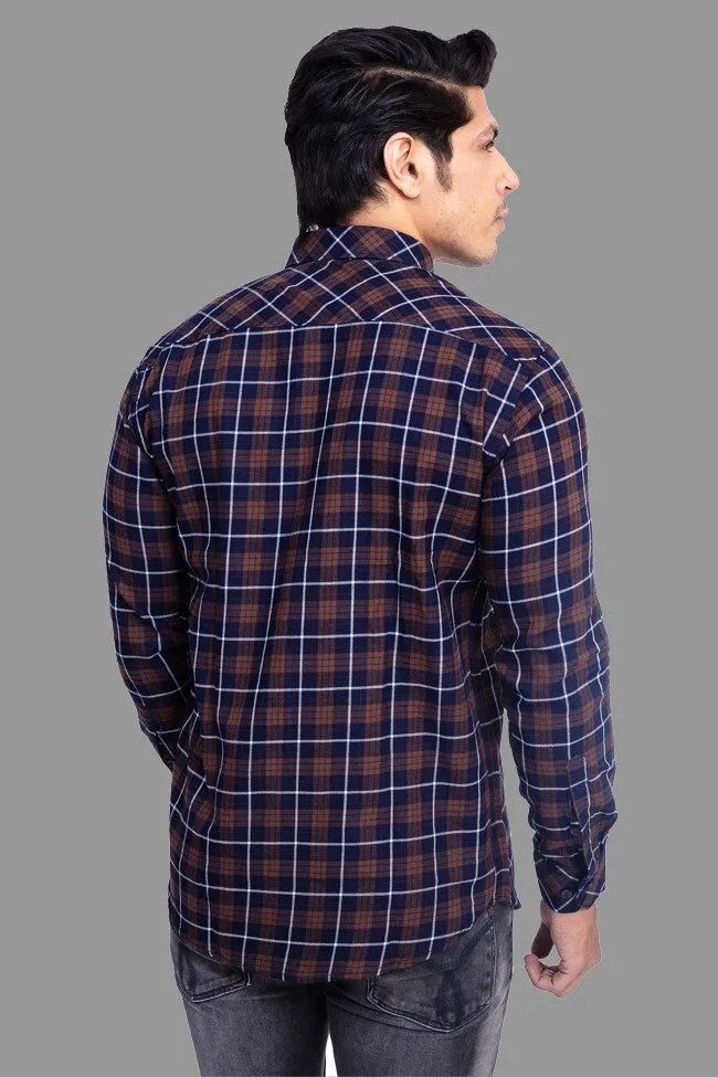 Check Shirt for Men - Men Regular Fit Checked Shirt Brown