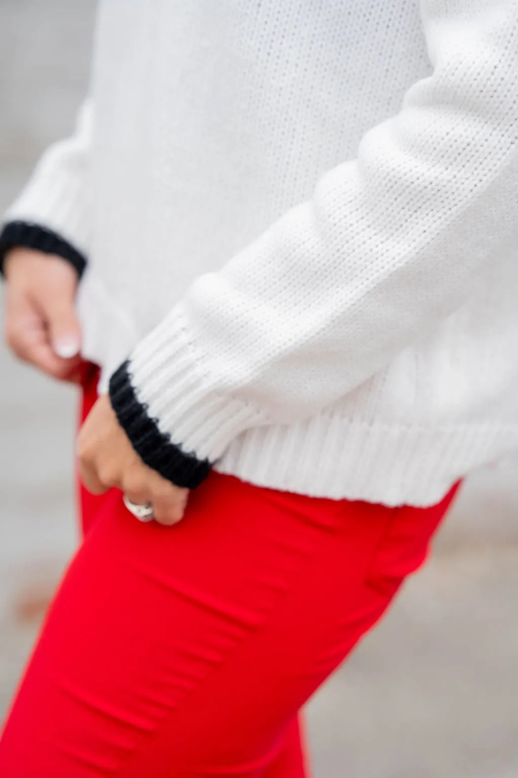 Chic Dipped Trim Sweater