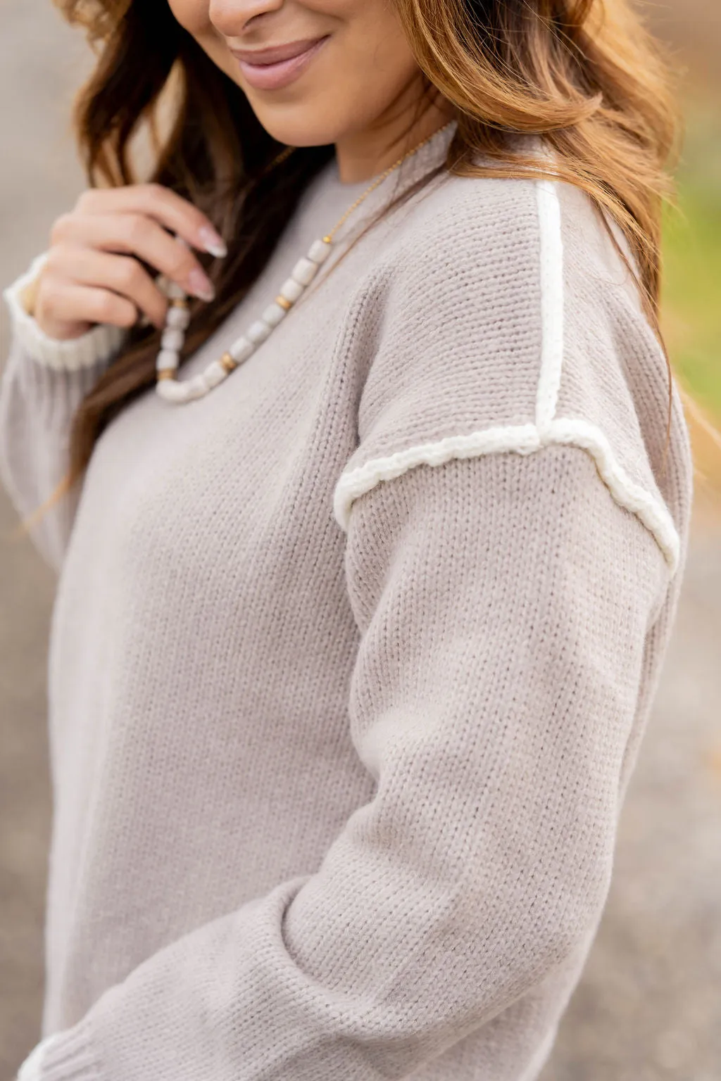 Chic Dipped Trim Sweater