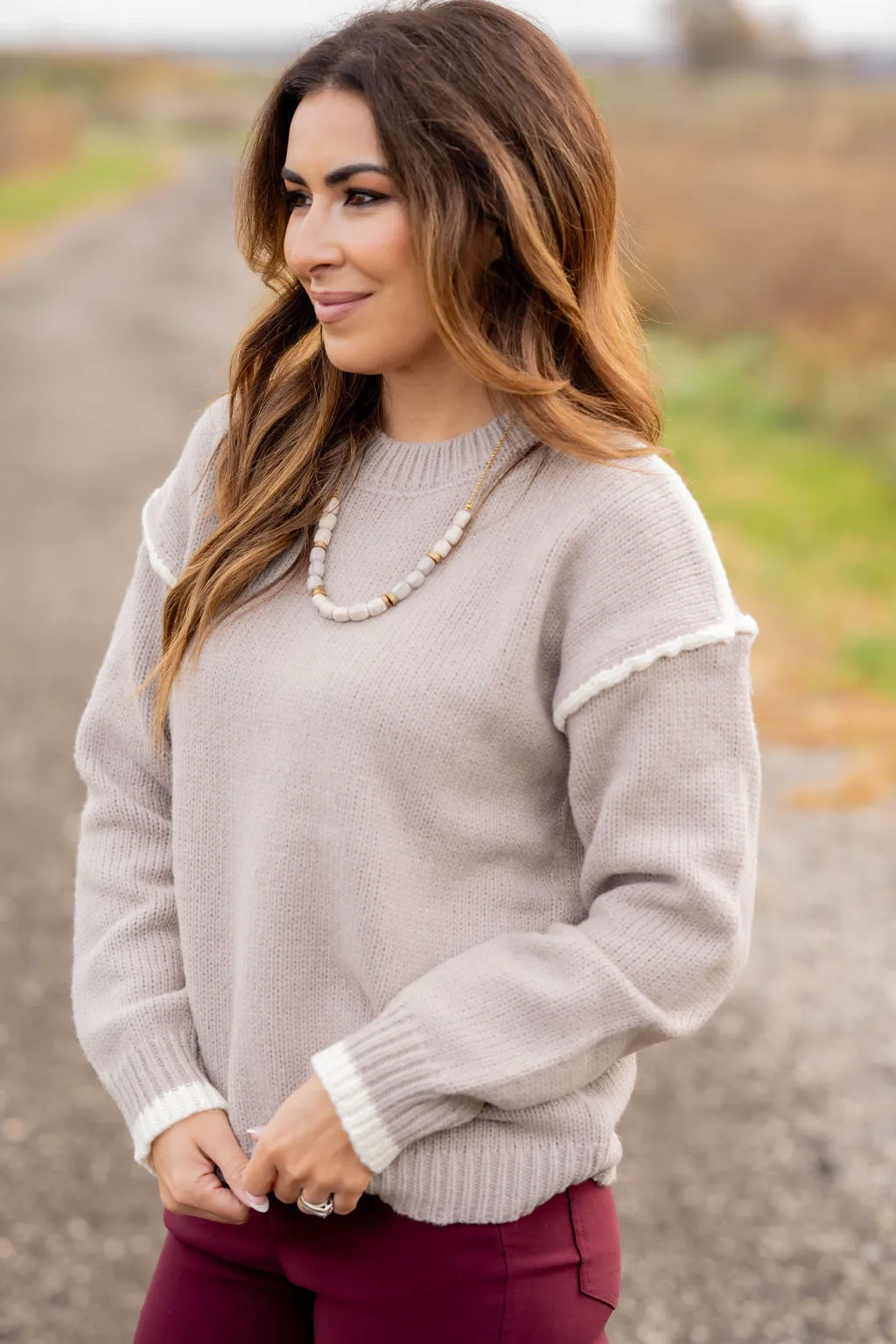 Chic Dipped Trim Sweater