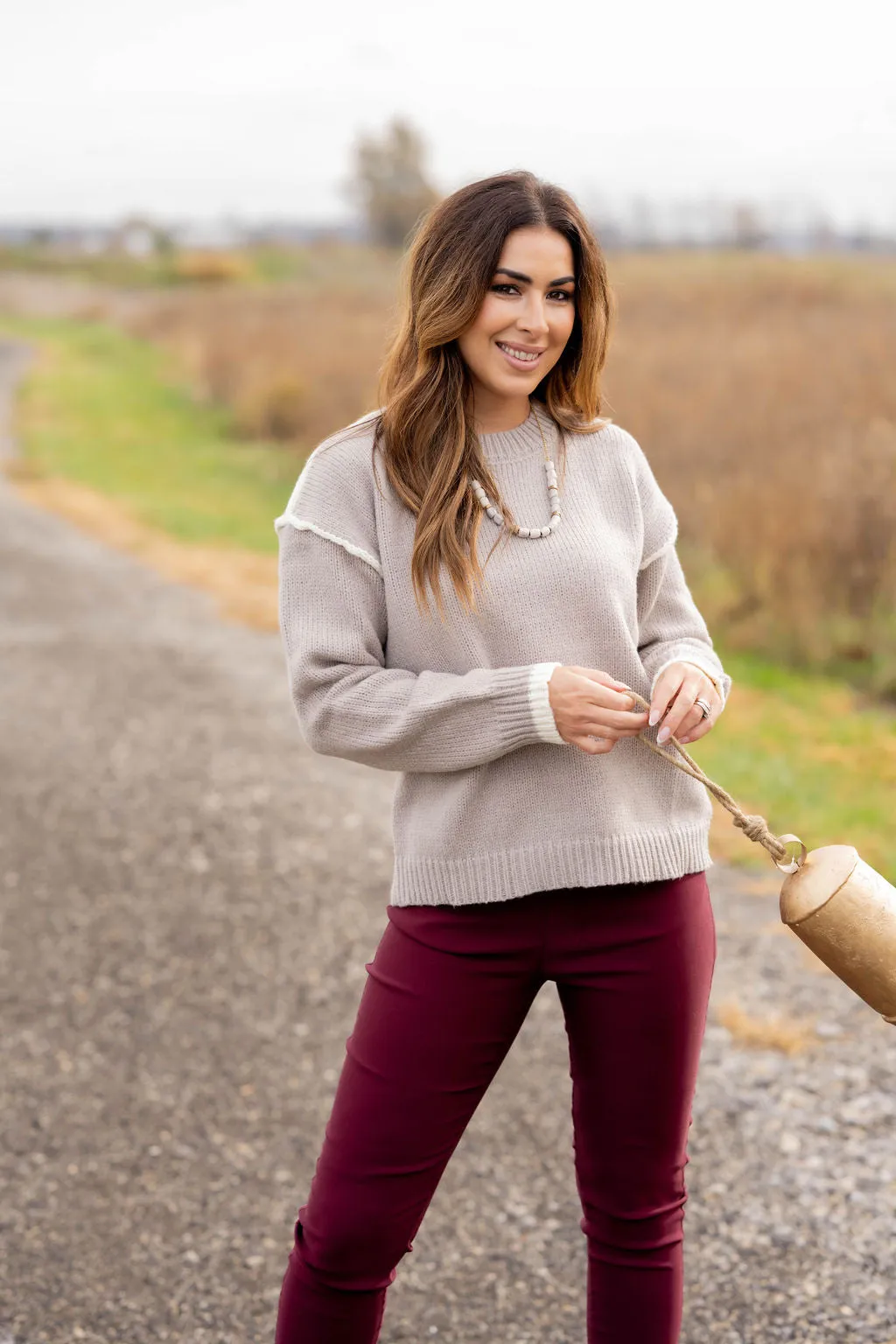 Chic Dipped Trim Sweater