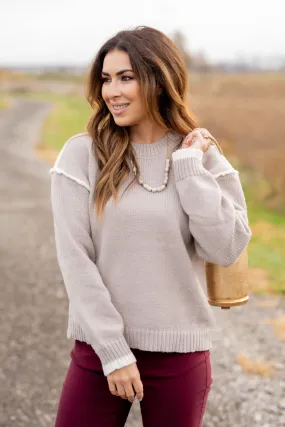 Chic Dipped Trim Sweater