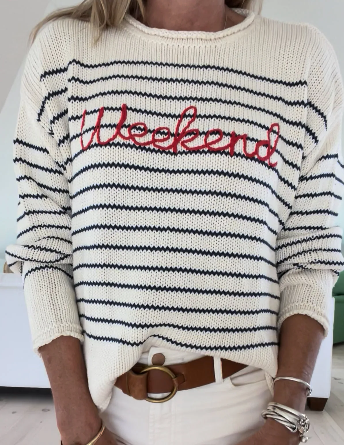 Chloe Weekend Stripe Roll Neck Sweater