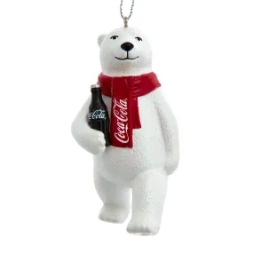 Coca-Cola Coke Polar Bear Holding Bottle Ornament