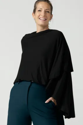 Cove Weighted Poncho in Black Bamboo