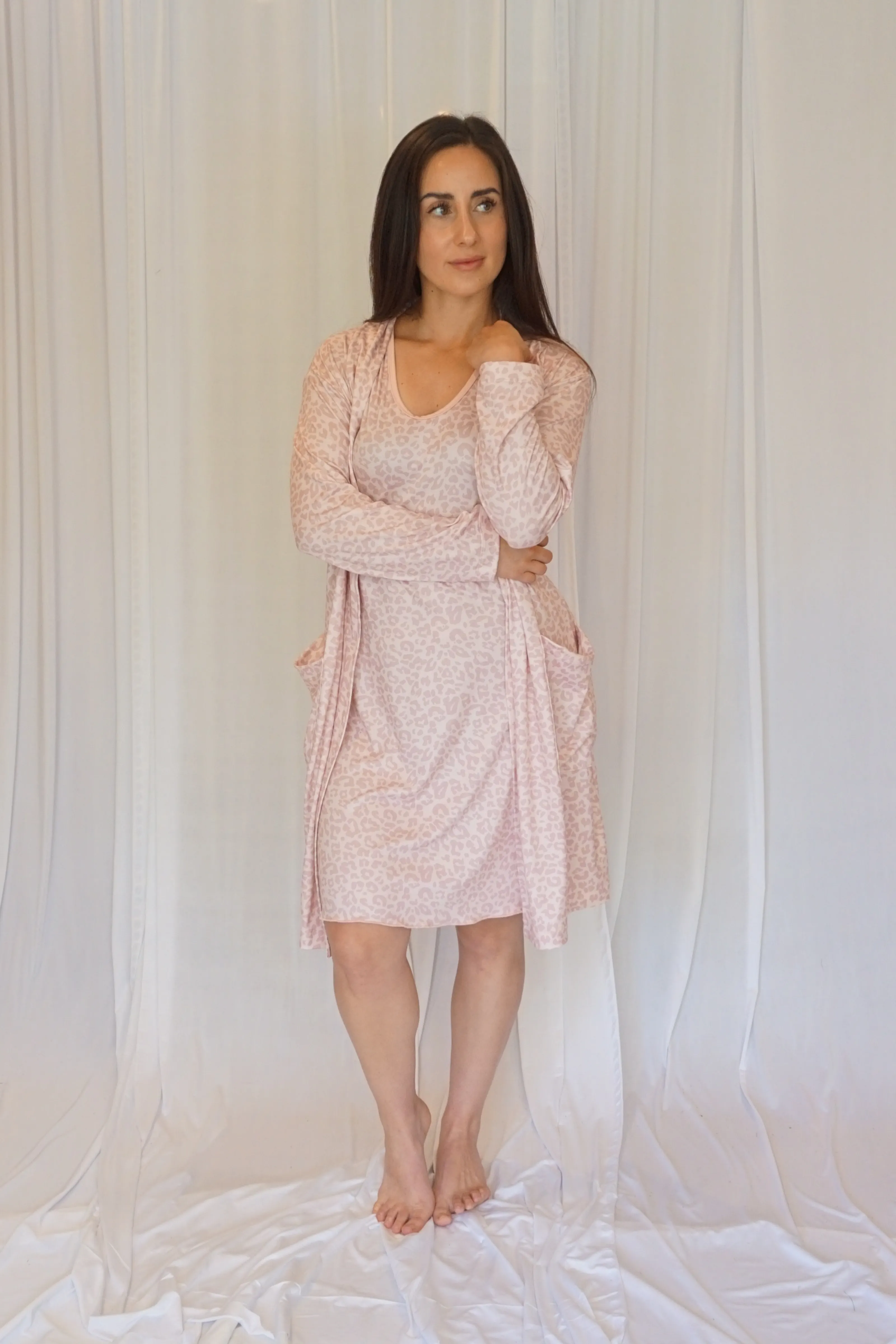 Cozy Pink Leopard Night Gown