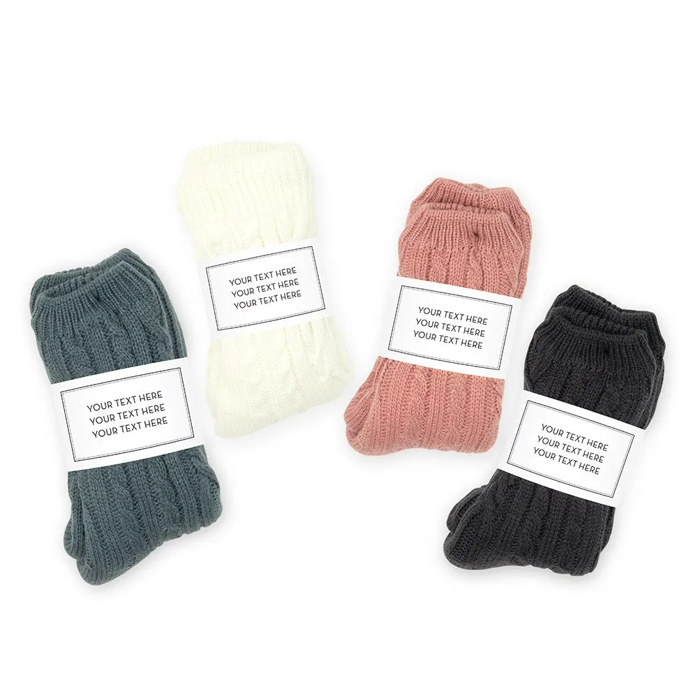 COZY SHERPA LINED CABLE KNIT SLIPPER SOCKS - CUSTOM TEXT  WRAP