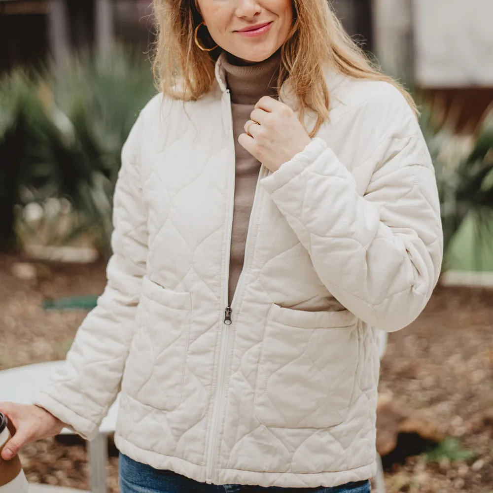 Cream Wholesale Garment Washed QUILTED Jacket Women