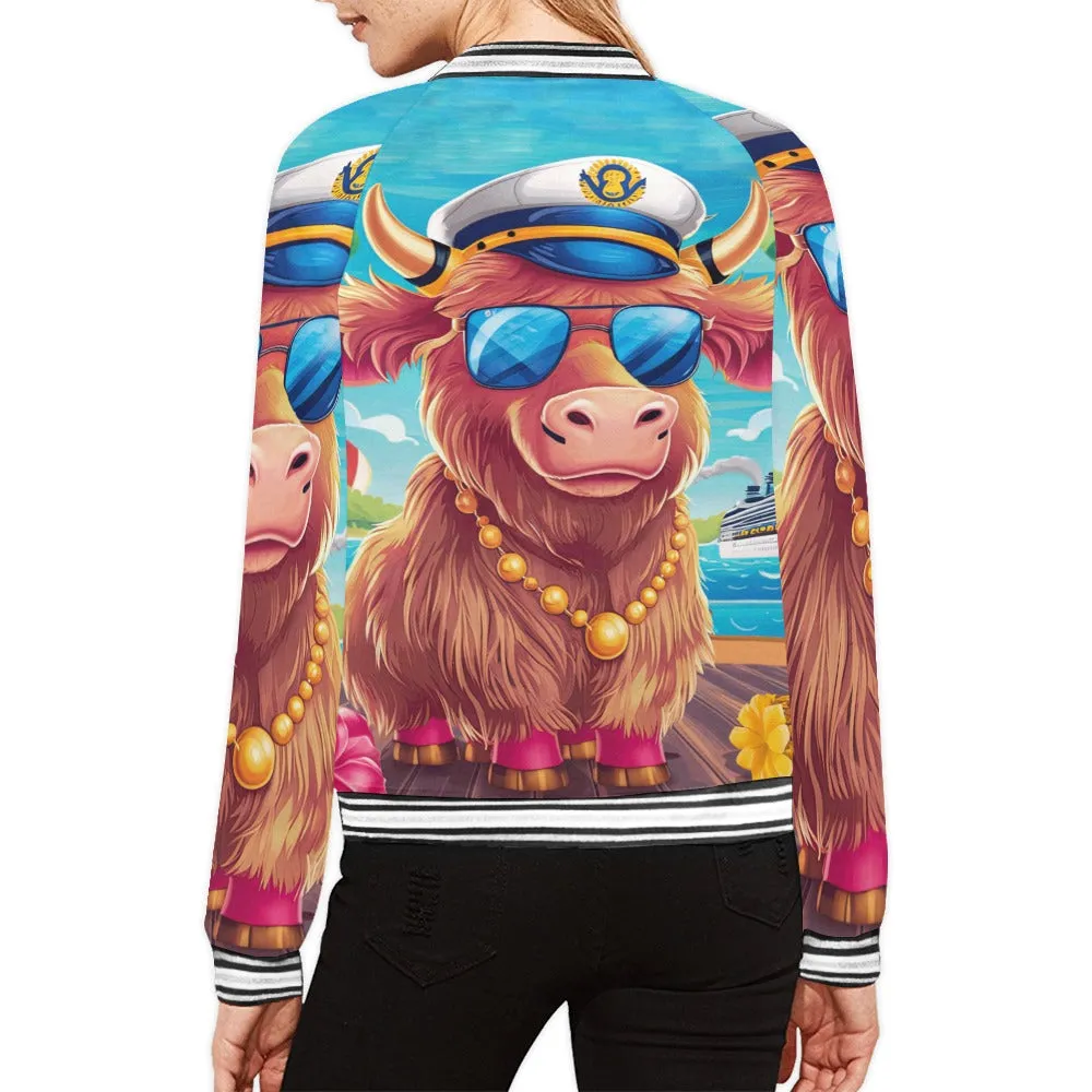 cruise Highland cow Bomber Jacket for Women