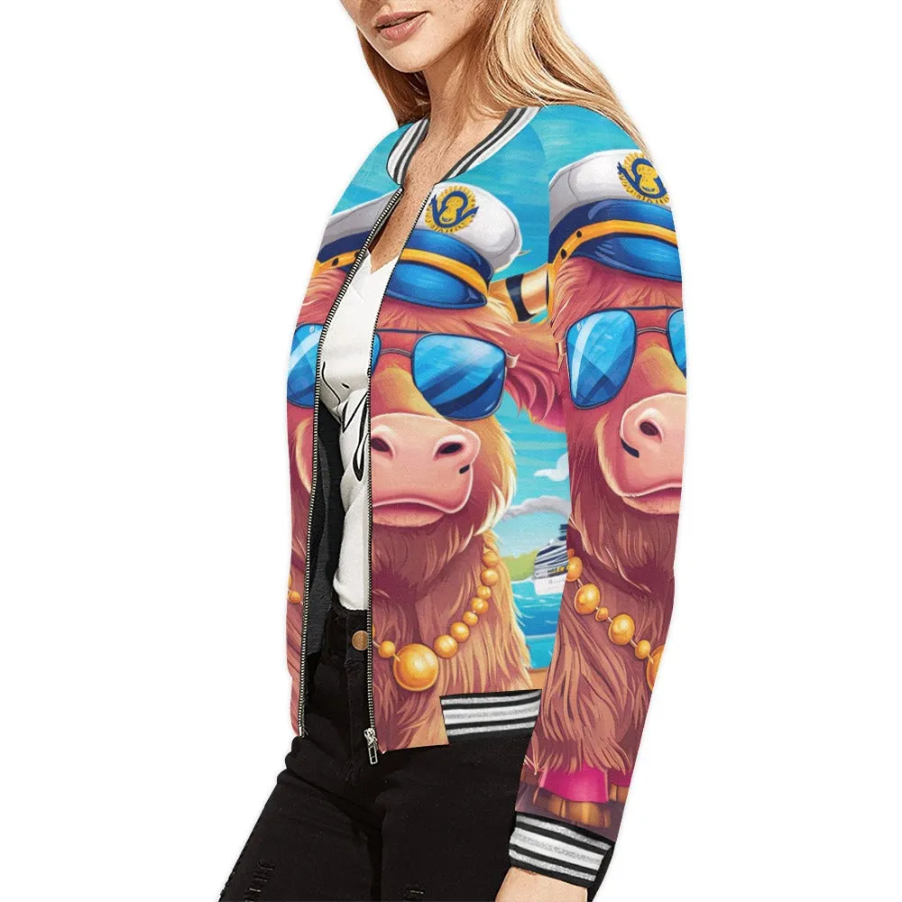 cruise Highland cow Bomber Jacket for Women